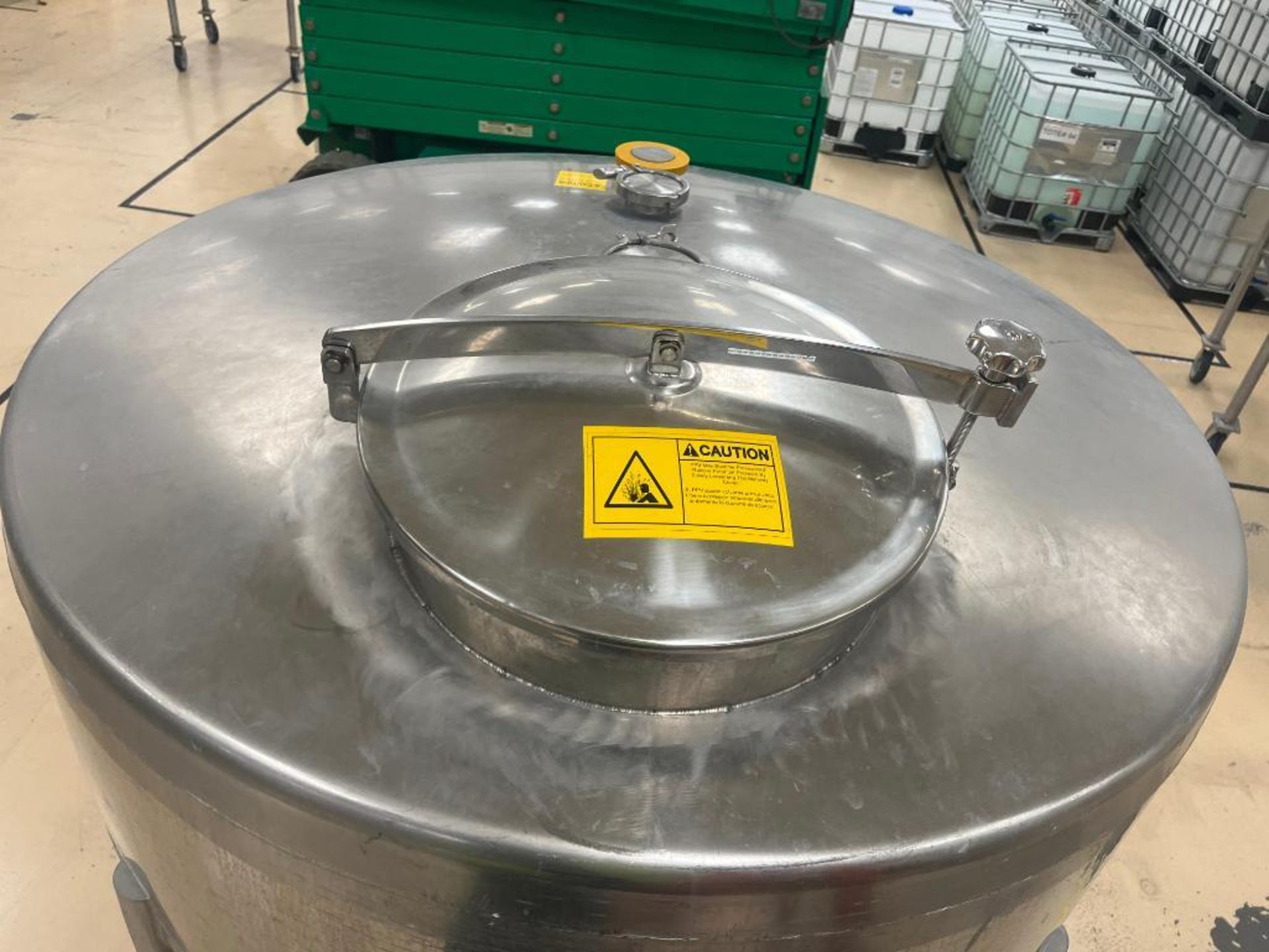Zanchetta Portable Stainless Steel Tank, Aproximate 1000 Liter Dish Top Cone Bottom. Top Manway, Cen - Image 7 of 9