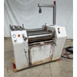 Used- Buhler 3-Three Roll Mill, Model SDX-600. Approximate 200mm (7.874") diameter rolls. Useful rol