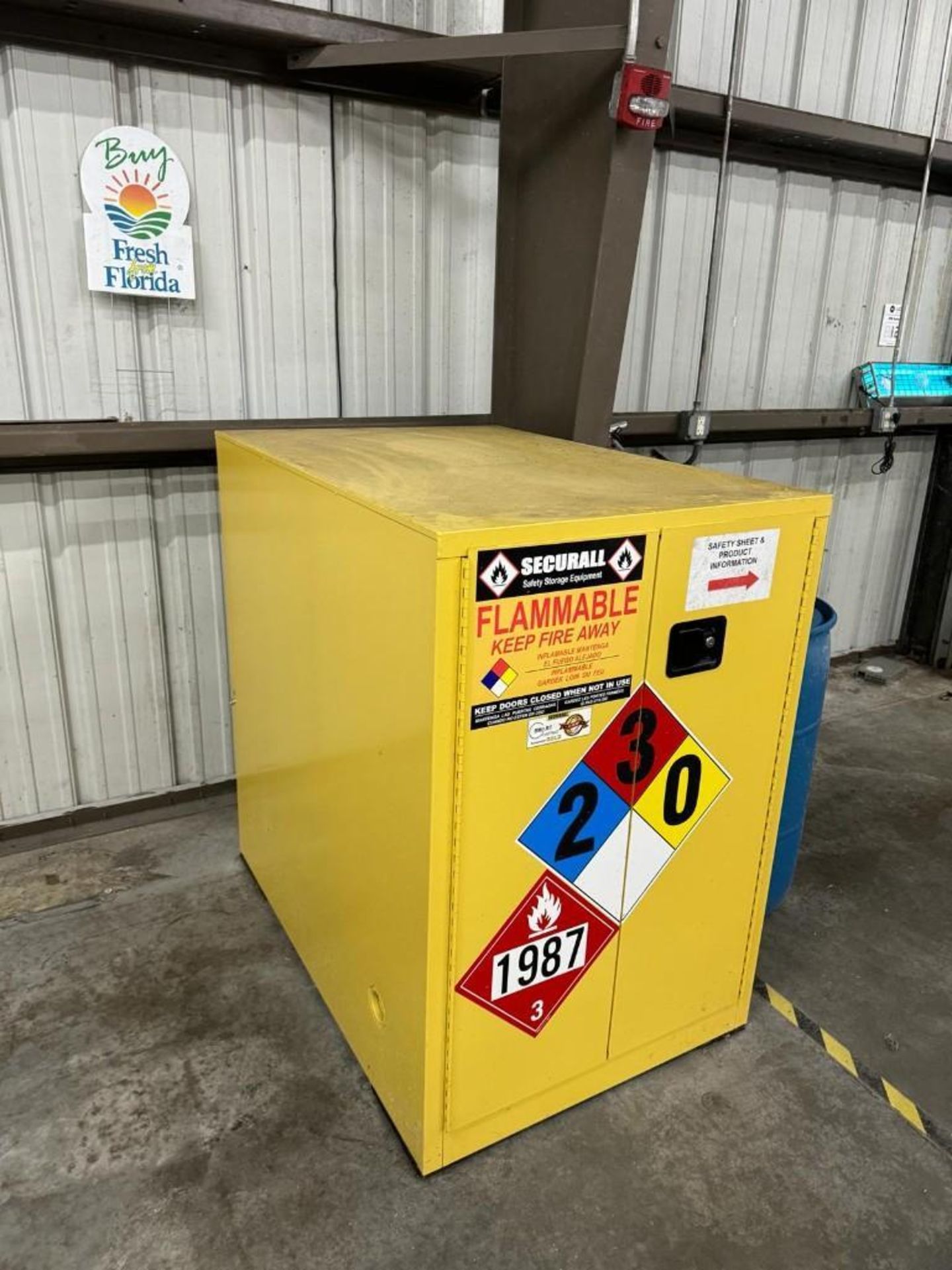 Securall 60 Gallon Horizontal Flammable 2-Door Cabinet, with drum cradle