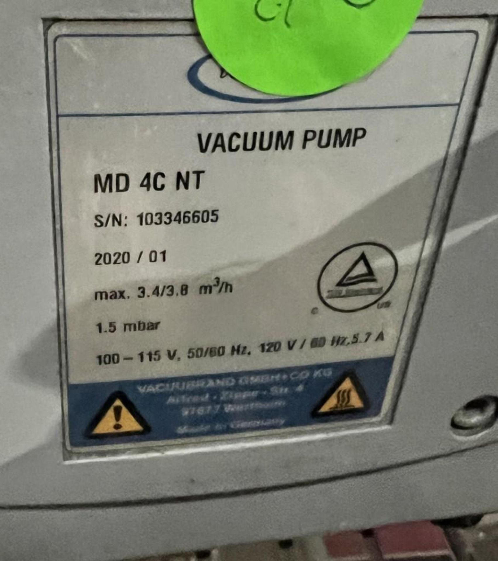 Lot Of (5) Vacuum Pumps. With (3) Vacuubrand model MD-4C-NT, Serial# 103261009, 103462312, 103346605 - Image 7 of 11