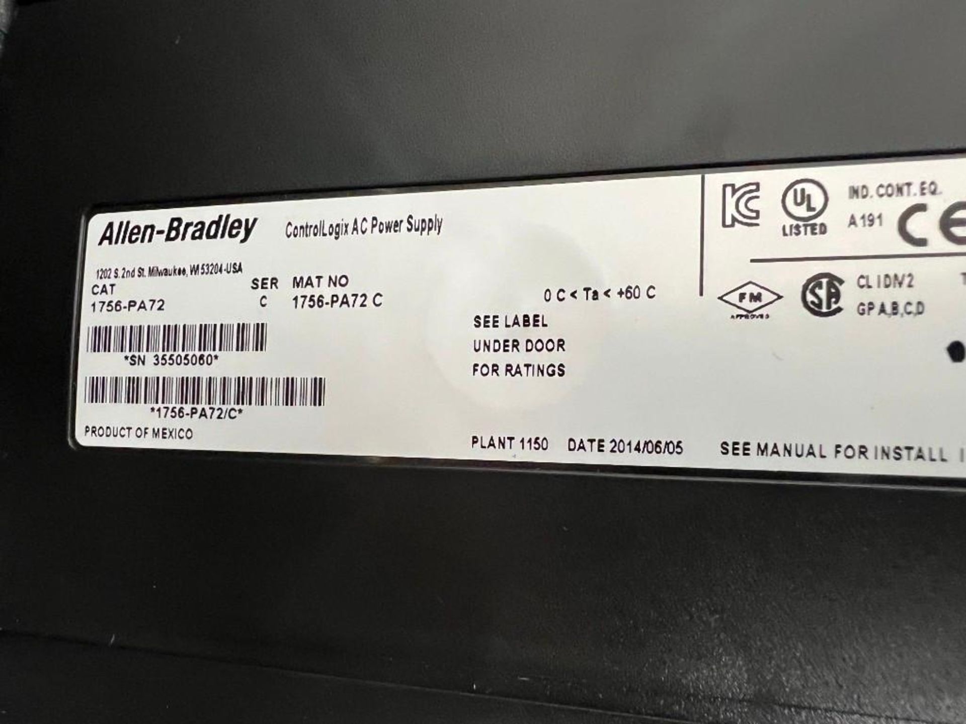 LOT OF NEW ALLEN BRADLEY COMPONENTS WITHOUT ORIGINAL PACKAGING (1756-PA72, 1791-16BC, 802M-XTY16, 42 - Image 2 of 8