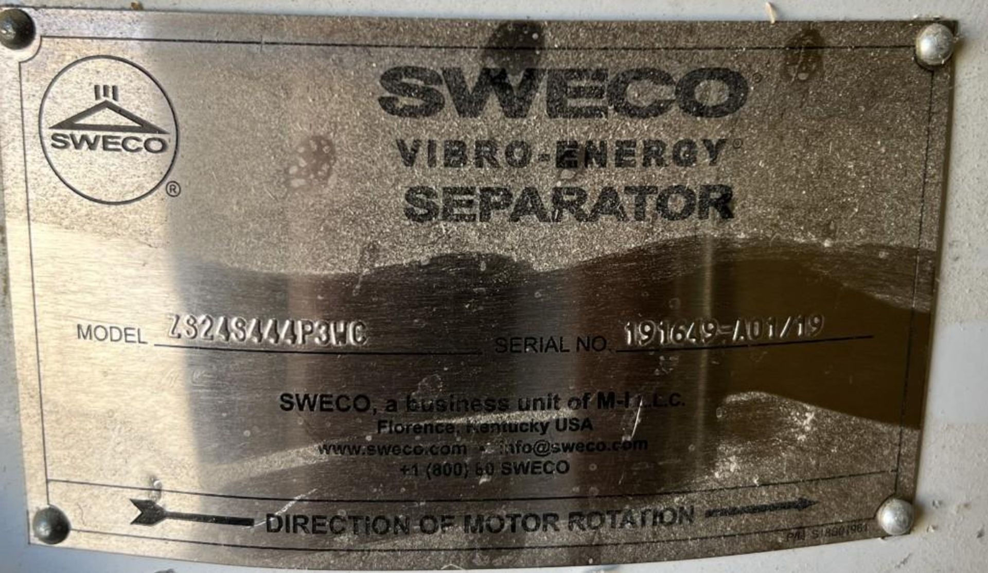Sweco Vibro-Energy Stainless Steel Separator, Model ZS24S444P3WC, Serial# 191649-A01/19. With Leeson - Image 8 of 9