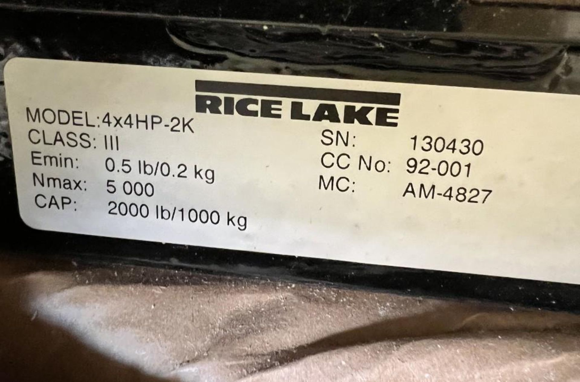 Lot Of (5) Floor Scales. With (4) Rice Lake 2000# 48" X 48" model 4X4HP-2K, serial# 130432, 130180, - Image 7 of 17