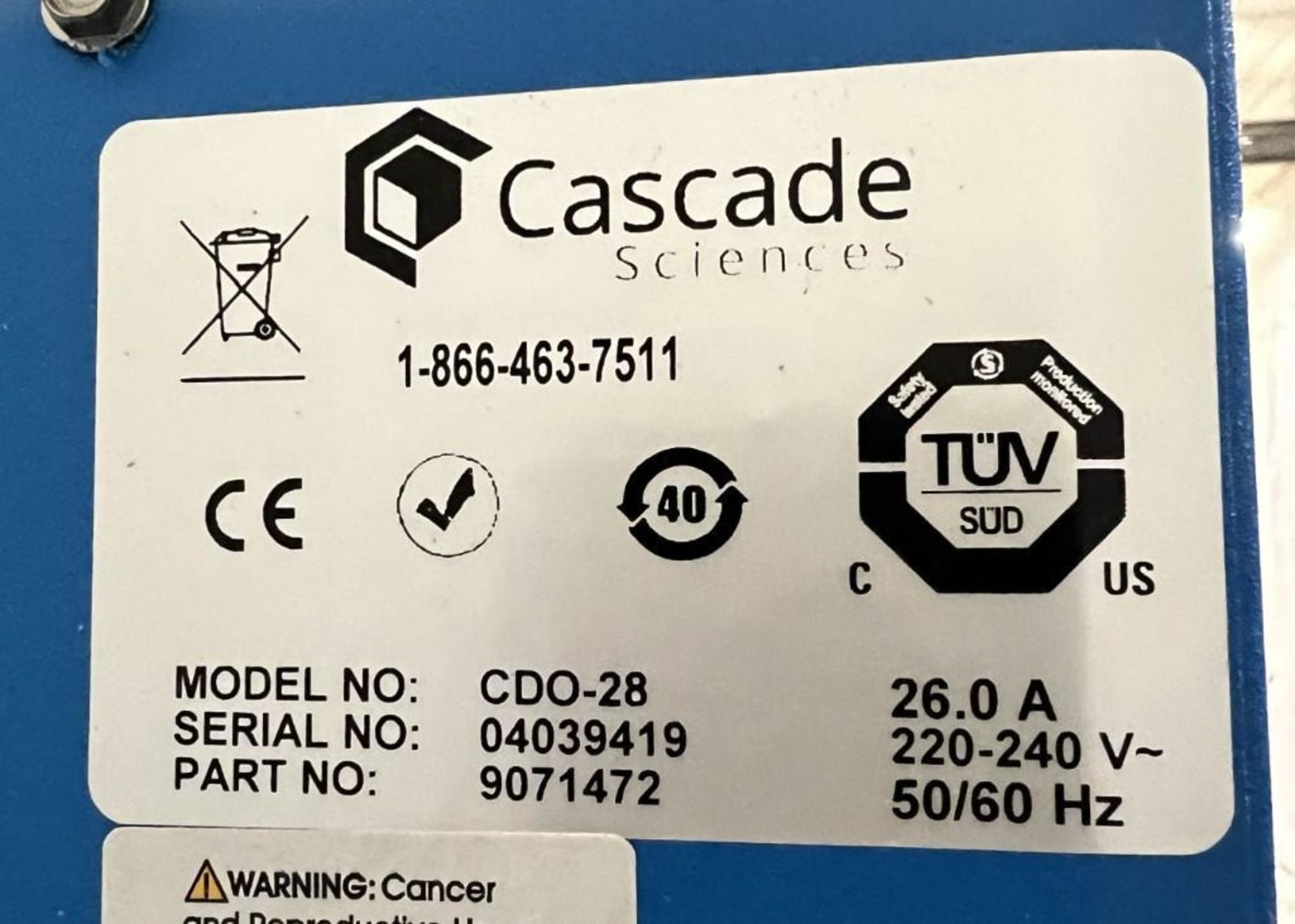 Cascade Sciences Drying and Decarboxylation Oven, Model CDO-28, Serial# 04039419. - Image 5 of 5