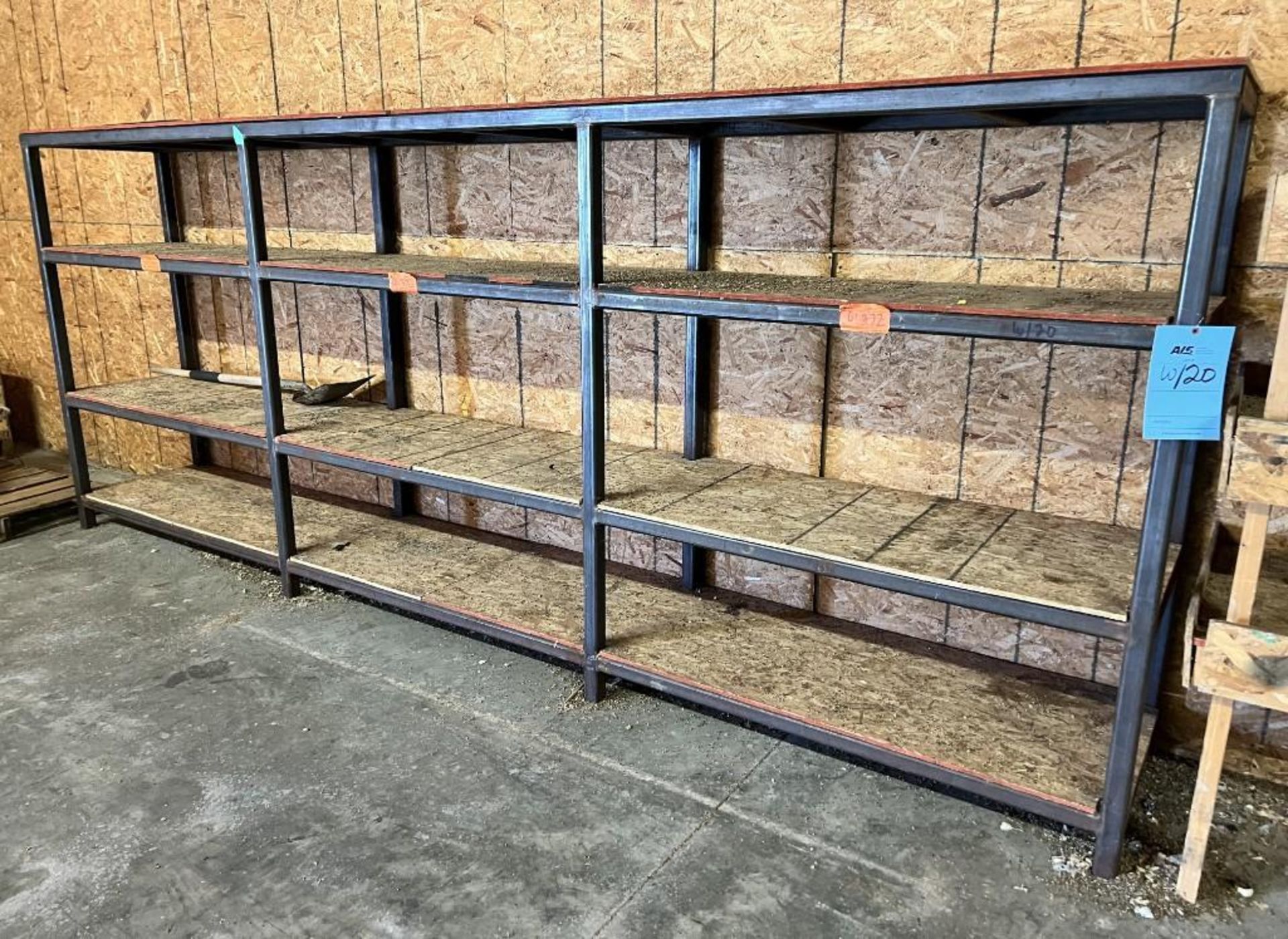Lot Consisting Of: (2) Welded Metal Shelves, (1) 4 tier, (1) 3 tier, Landa hose reel with sprayer, (