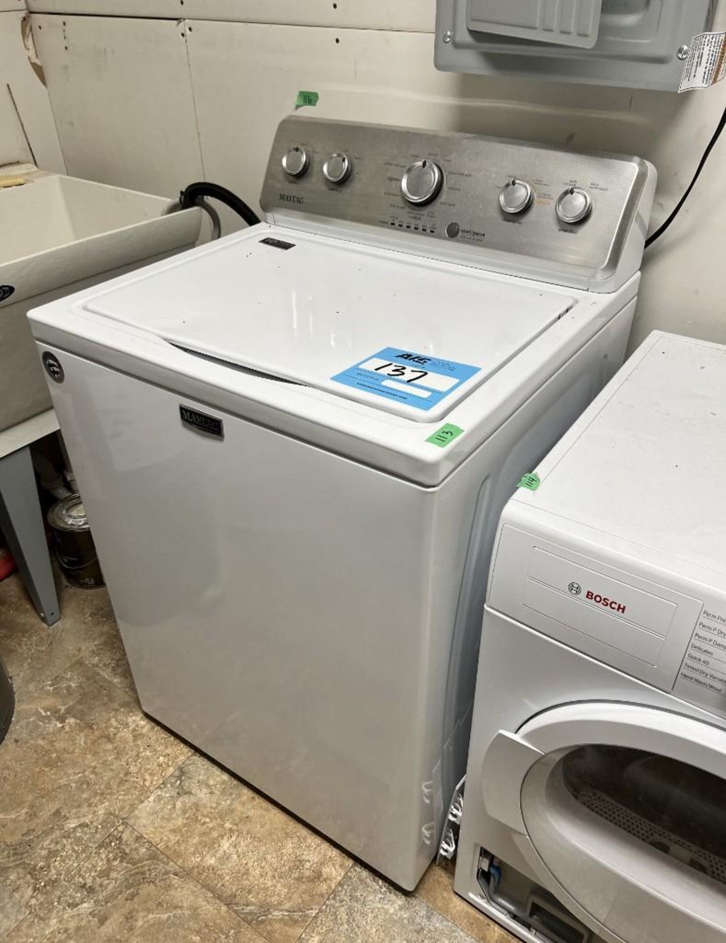 Lot Of Washer & Dryer. (1) Maytag Washing Machine, Type 588-20, Model MVWC465HW2, (1) Bosch 300 seri - Image 2 of 10