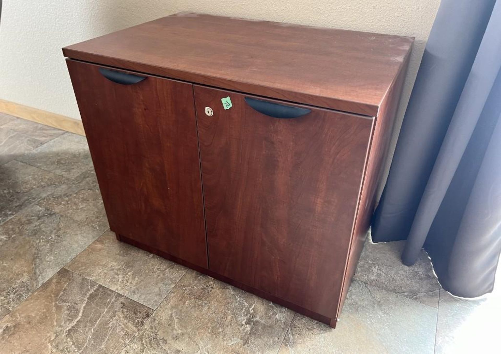 Lot Of Contents Of Room 15. With U shaped desk with chair, (2) coat racks, cabinet, chair, bookcase. - Image 6 of 8