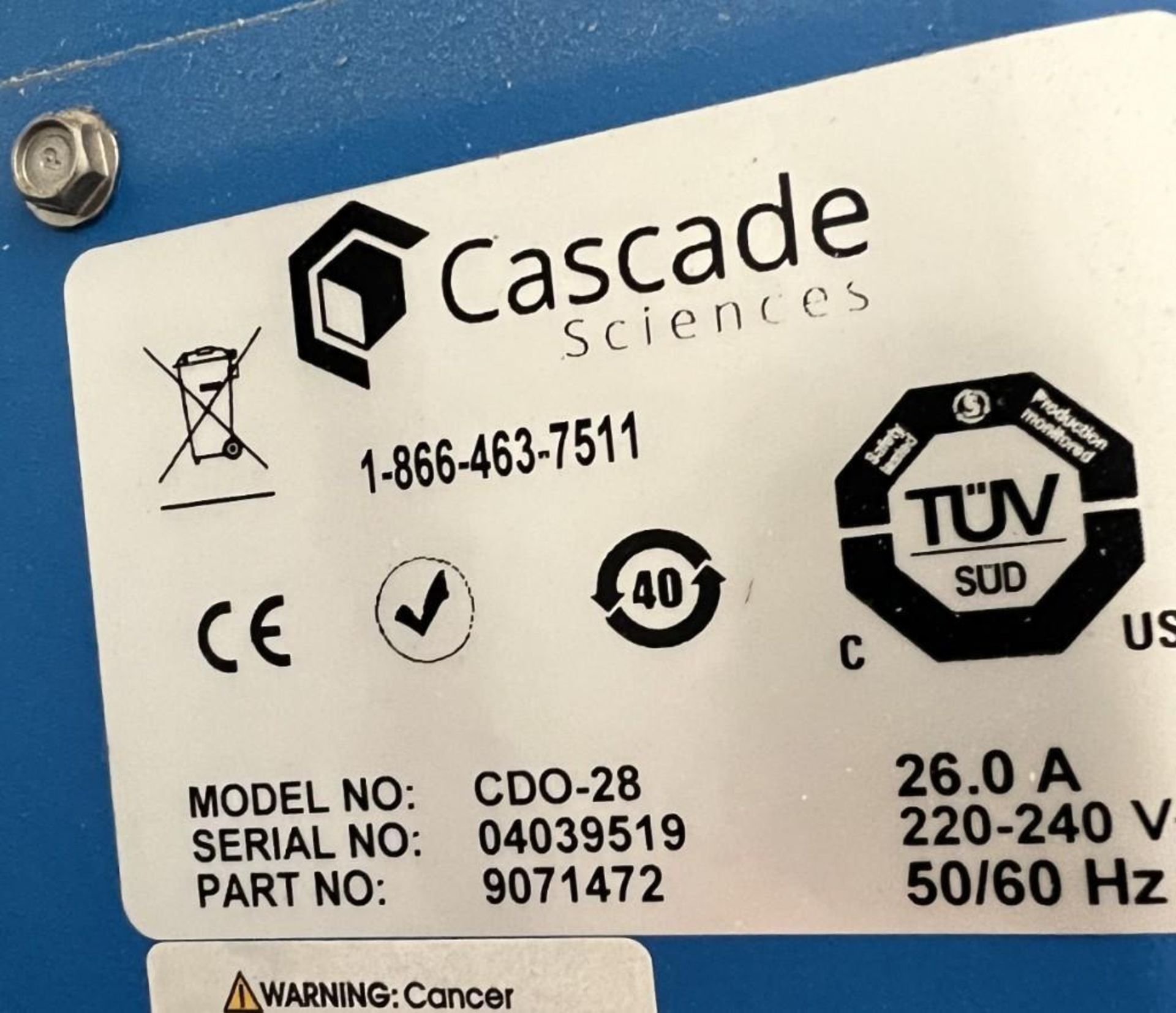 Cascade Sciences Drying and Decarboxylation Oven, Model CDO-28, Serial# 04039519. - Image 5 of 5