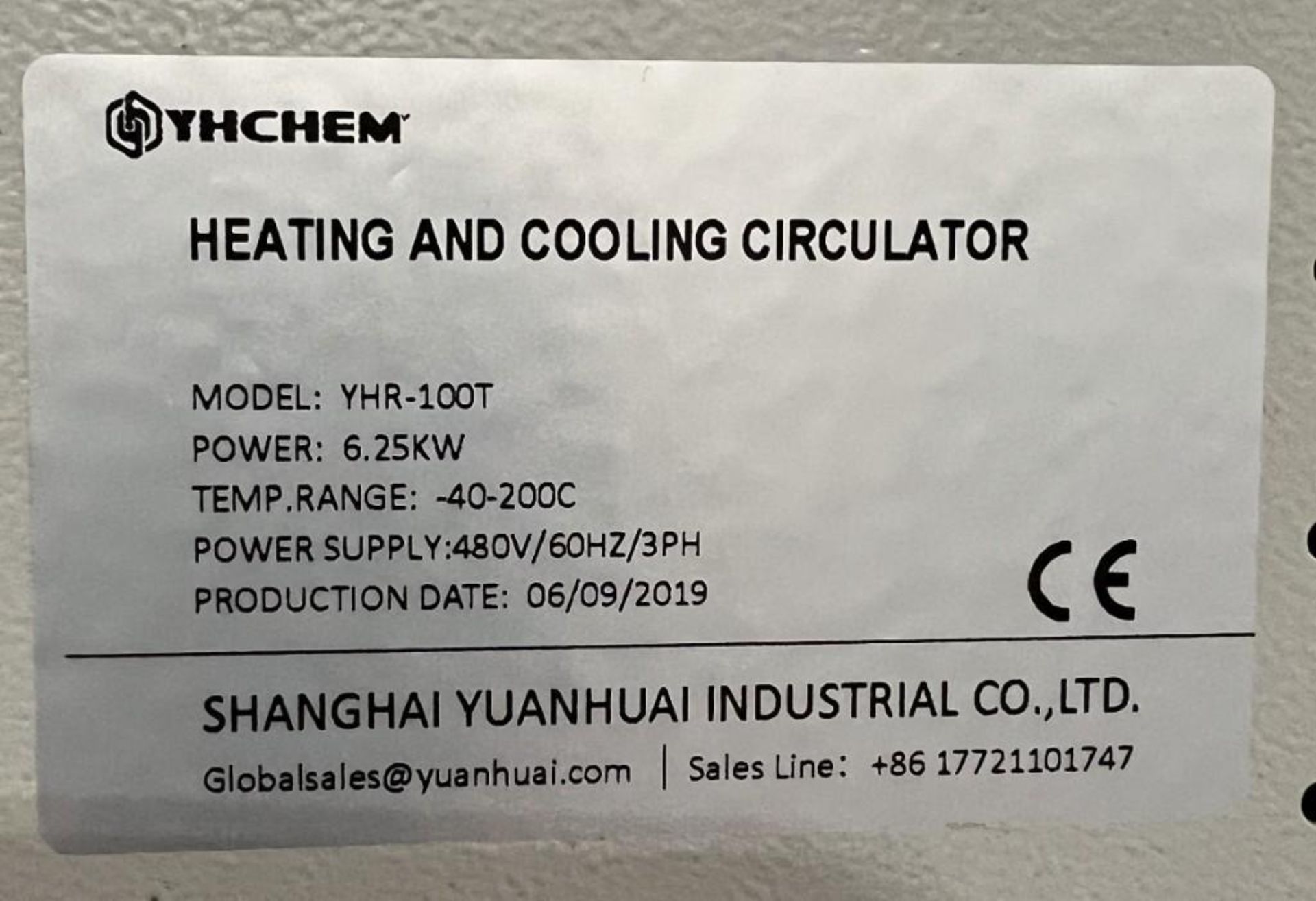 YHCHEM Heating & Cooling Circulator, Model YHR-100T, Built 06/2019. - Image 7 of 7