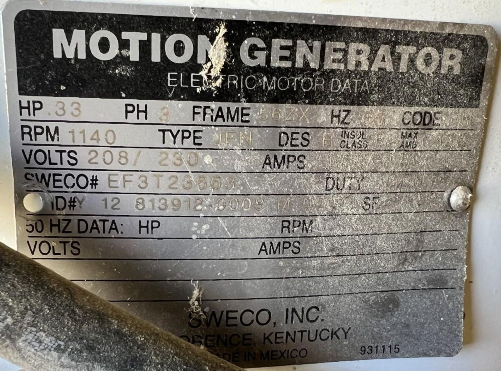 Sweco Vibro-Energy Stainless Steel Separator, Model ZS24S444P3WC, Serial# 191649-A01/19. With Leeson - Image 6 of 9