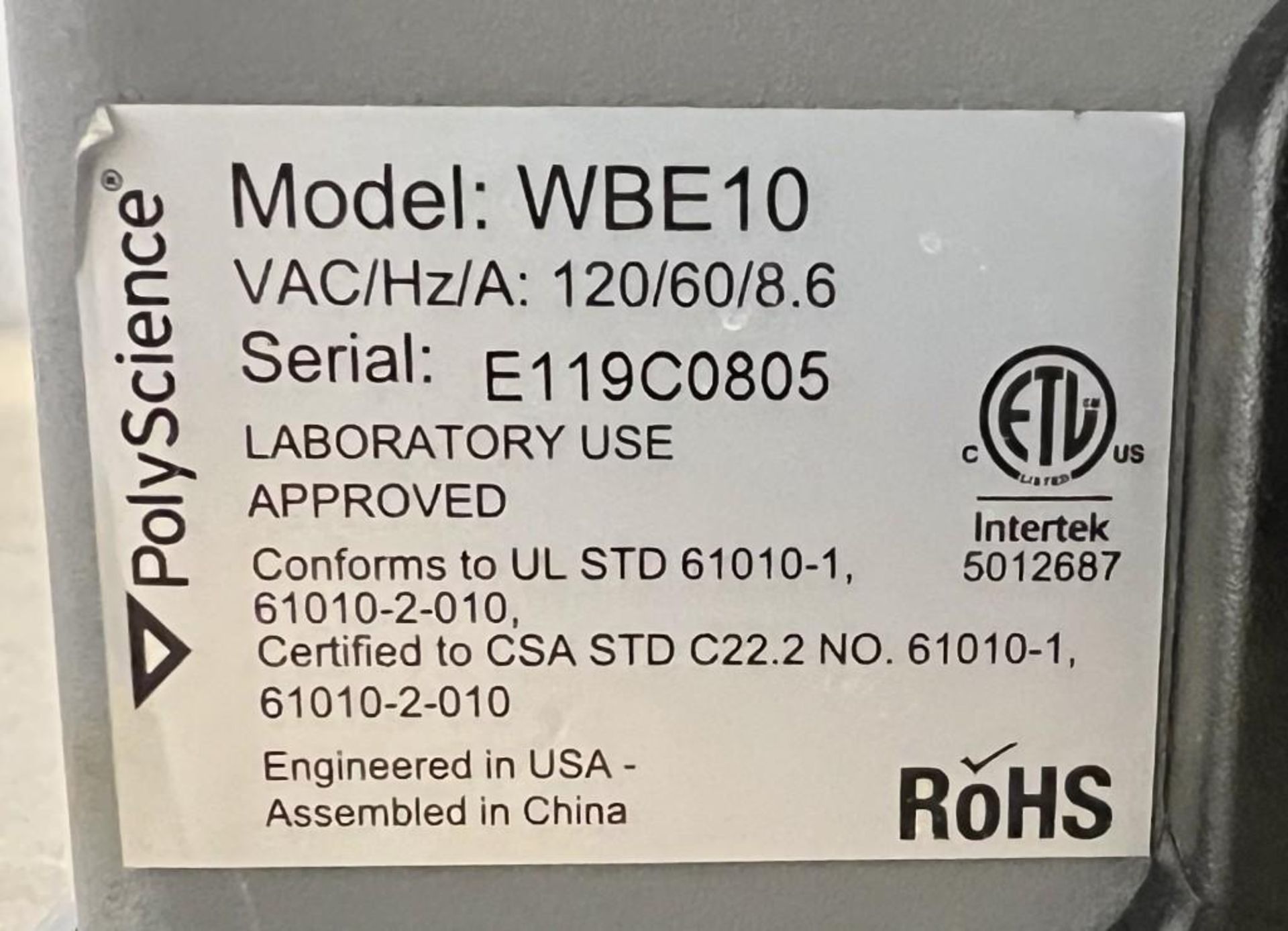 Lot Of Polyscience Lab Equipment. Consisting of: (1) model WB05 waterbath, (1) model WBE10 waterbath - Image 8 of 16