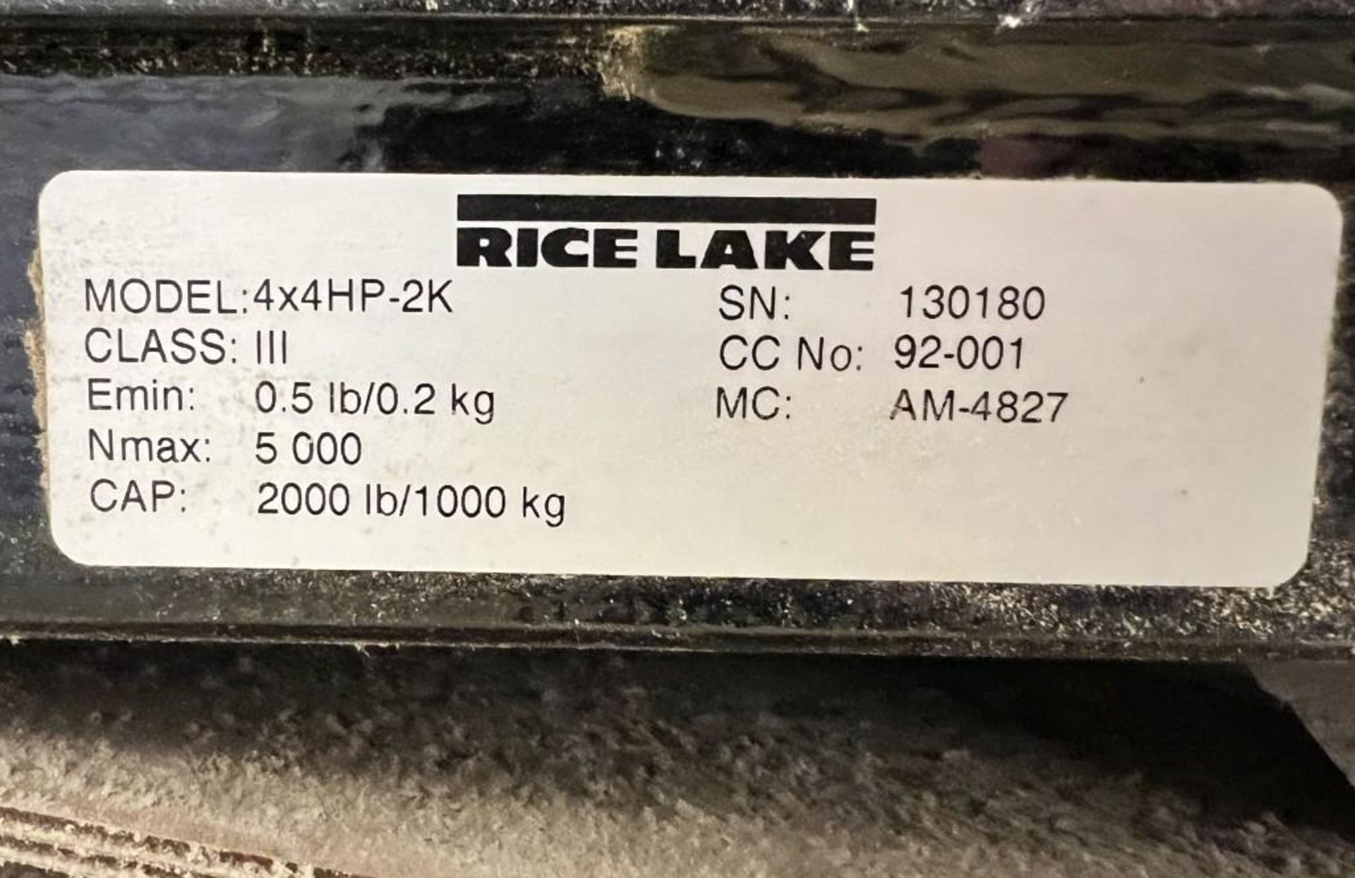 Lot Of (5) Floor Scales. With (4) Rice Lake 2000# 48" X 48" model 4X4HP-2K, serial# 130432, 130180, - Image 5 of 17