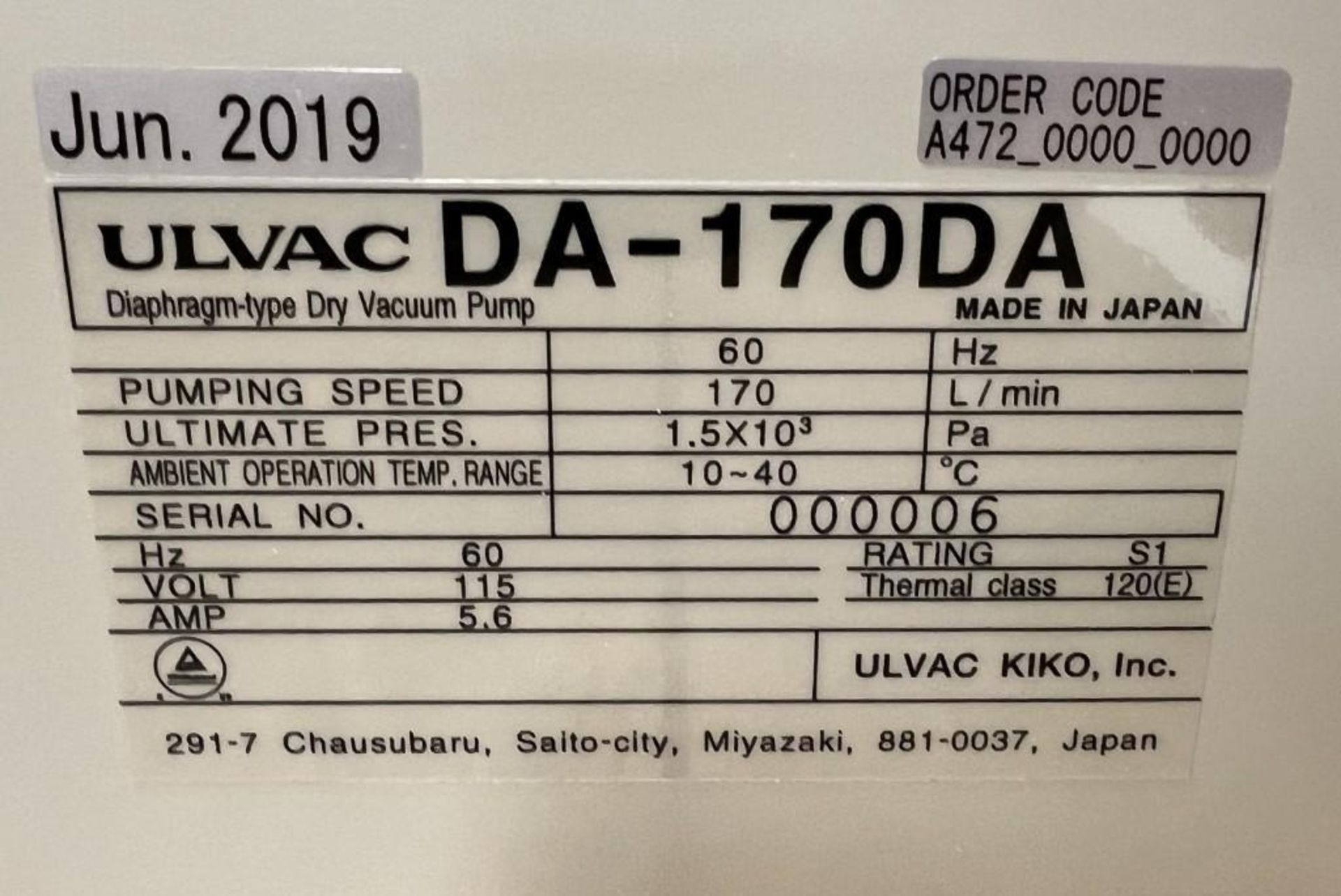 Lot Consisting Of: (1) Across International SuperVac-11C vacuum pump, (2) Ulvac DA-170DA vacuum pump - Image 9 of 21