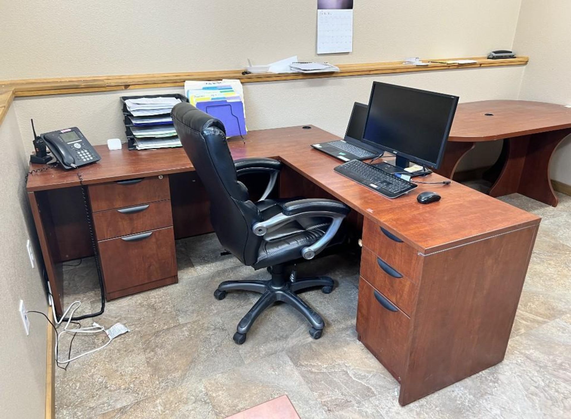 Lot Of Contents Of Room 2. With L shaped desk with chair, table, (3) bookcases, cabinet, folding cha - Image 3 of 10