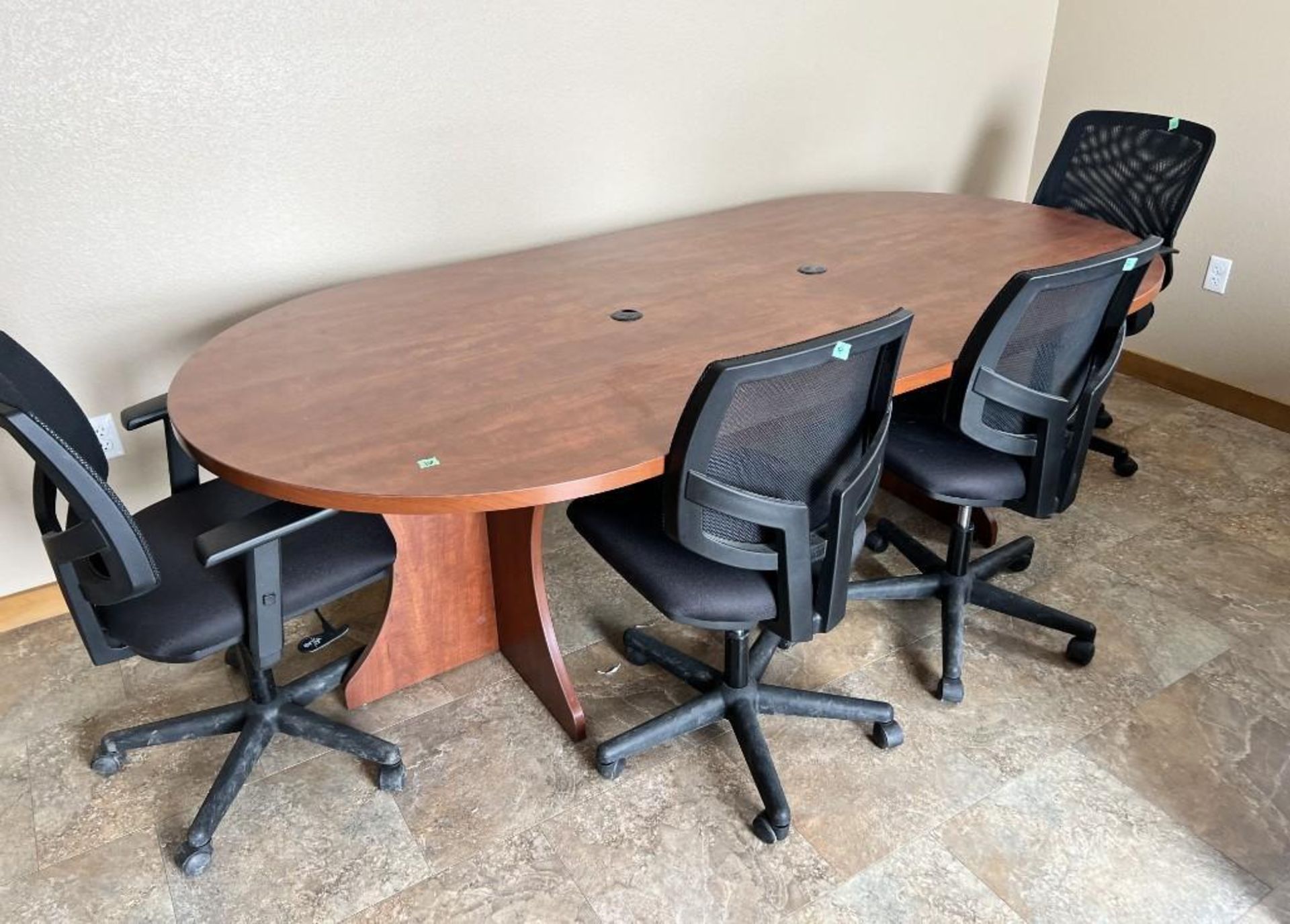 Lot Of Contents Of Room 12. With (2) U shaped desks, (6) chairs, table, computer, monitor, Polycom S - Image 3 of 9