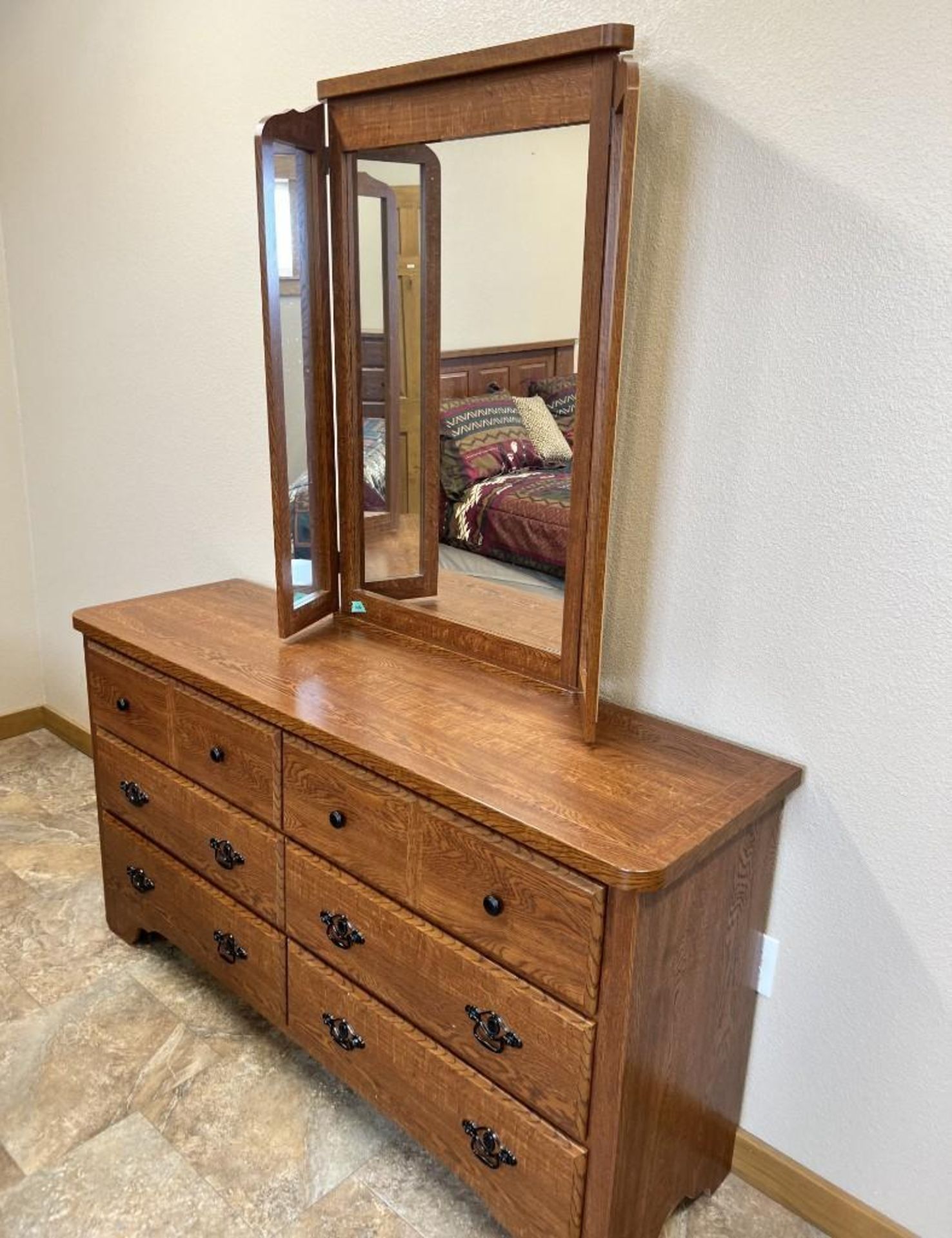 Lot Of Contents Of Room 9. With queen bed, night stand, (2) dressers, L desk with chair, bookcase. * - Image 3 of 7