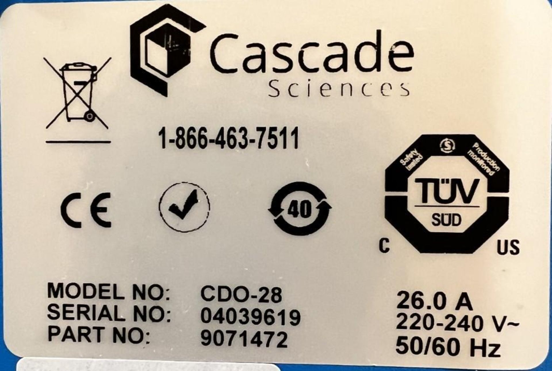 Cascade Sciences Drying and Decarboxylation Oven, Model CDO-28, Serial# 04039619. - Image 6 of 6