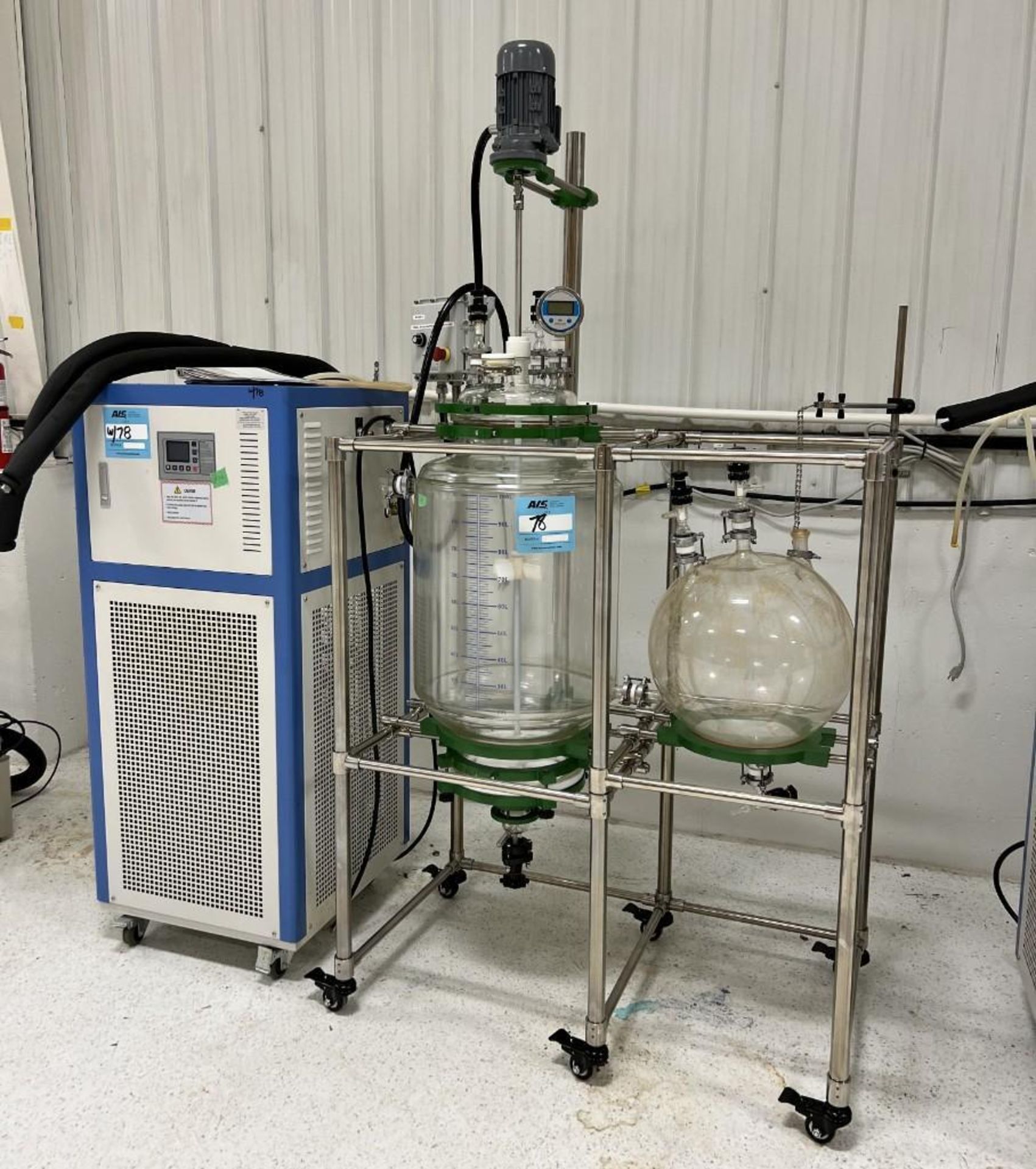 YHCHEM Glass Crystallization Reactor, Model EX-YFR-100L, Built 06/2019. With flask, YHCHEM model YHL