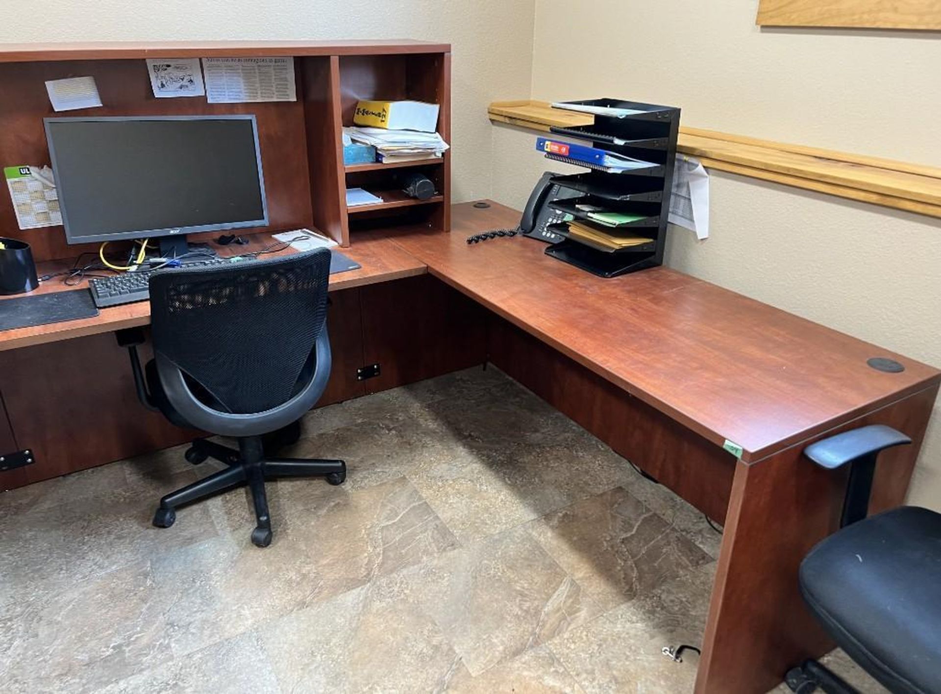 Lot Of Contents Of Room 4. With U shaped desk (3) chairs, monitor, keyboard. - Image 3 of 4