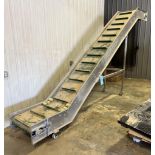 Rubber Belt Z Inclined Conveyor. Approximate 24" wide pleated belt, gearmotor, stainless steel frame