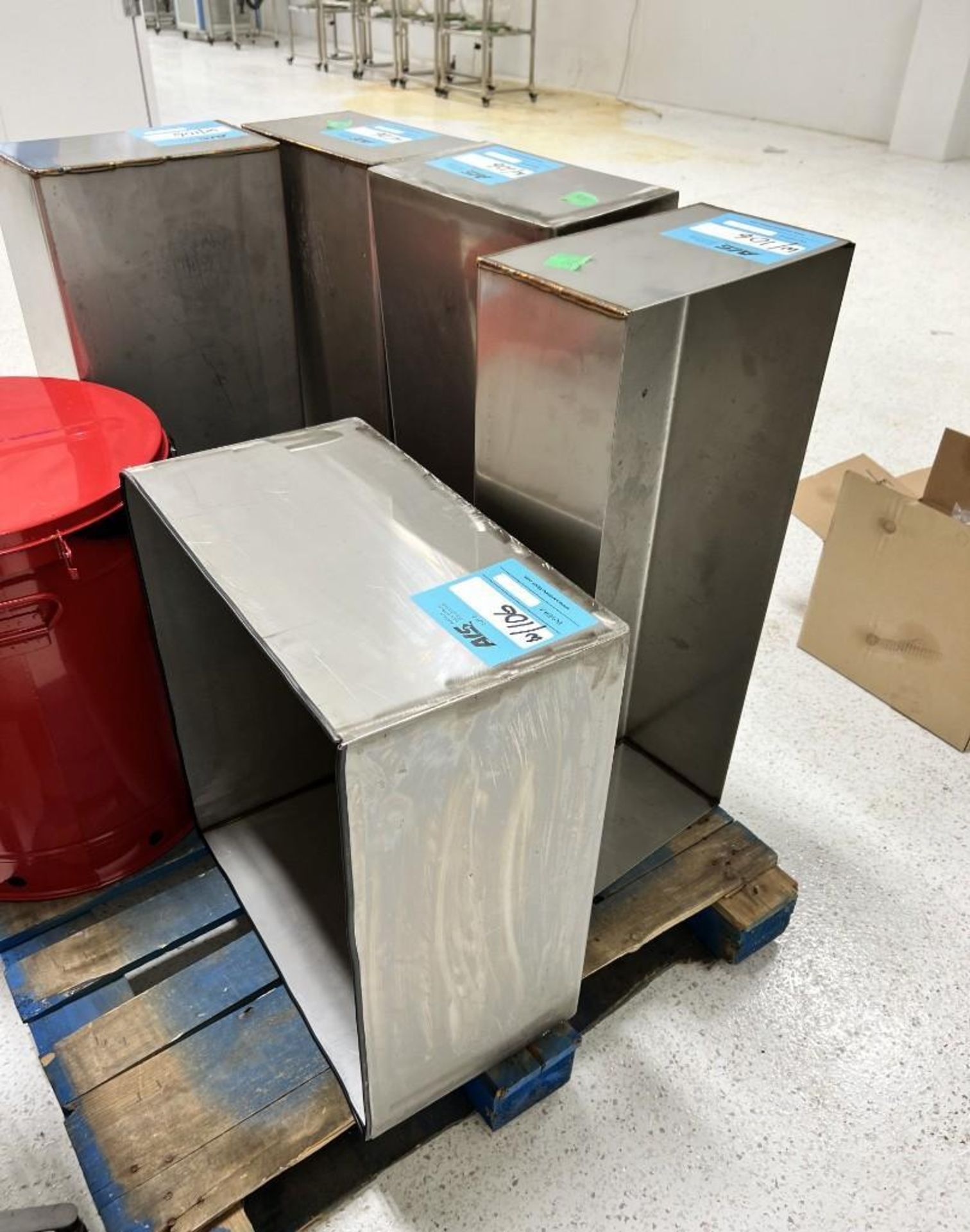 Lot Consisting Of: (5) Stainless steel drip pans, Justrite 21 gallon oily waste can, stainless steel - Image 3 of 9