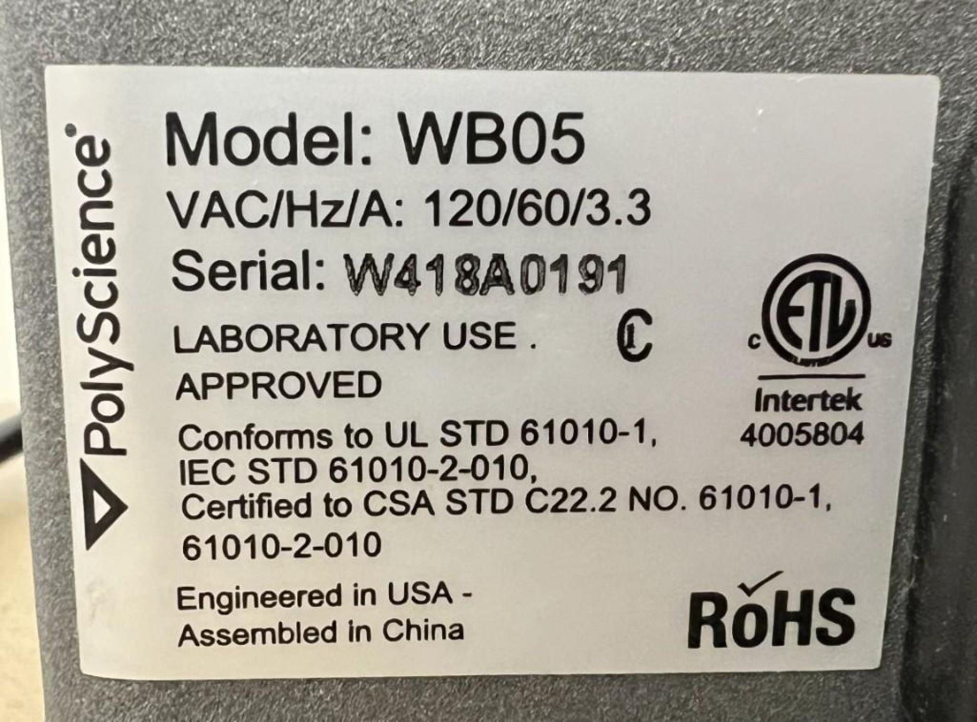 Lot Of Polyscience Lab Equipment. Consisting of: (1) model WB05 waterbath, (1) model WBE10 waterbath - Image 5 of 16