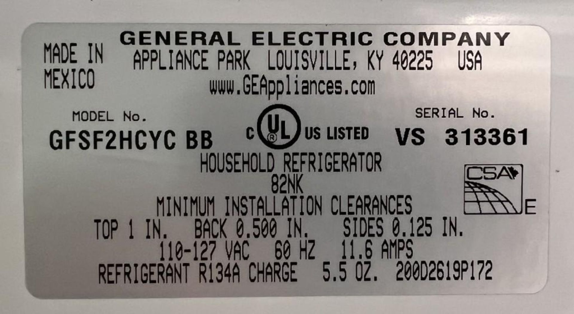 GE Energy Star Approximate 22 Cubic Foot French-Door Refrigerator, Model GFSF2HCYC BB, Serial# VS 31 - Image 4 of 4