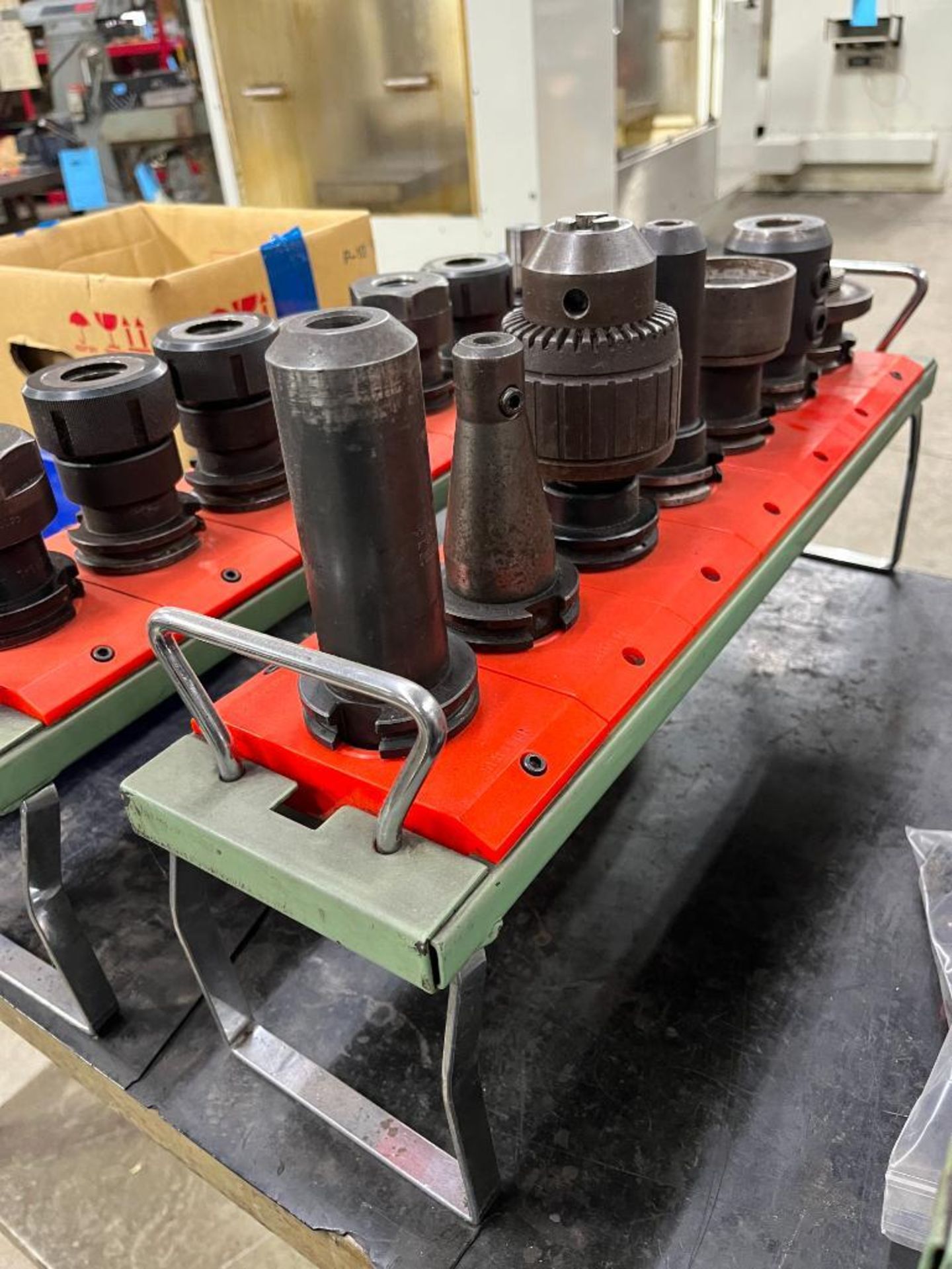 Steel Work Cart with (4) Racks Containing Misc. Tool Holders, (1) Bin of Misc. Tool Holders & (1) Bo - Image 8 of 11