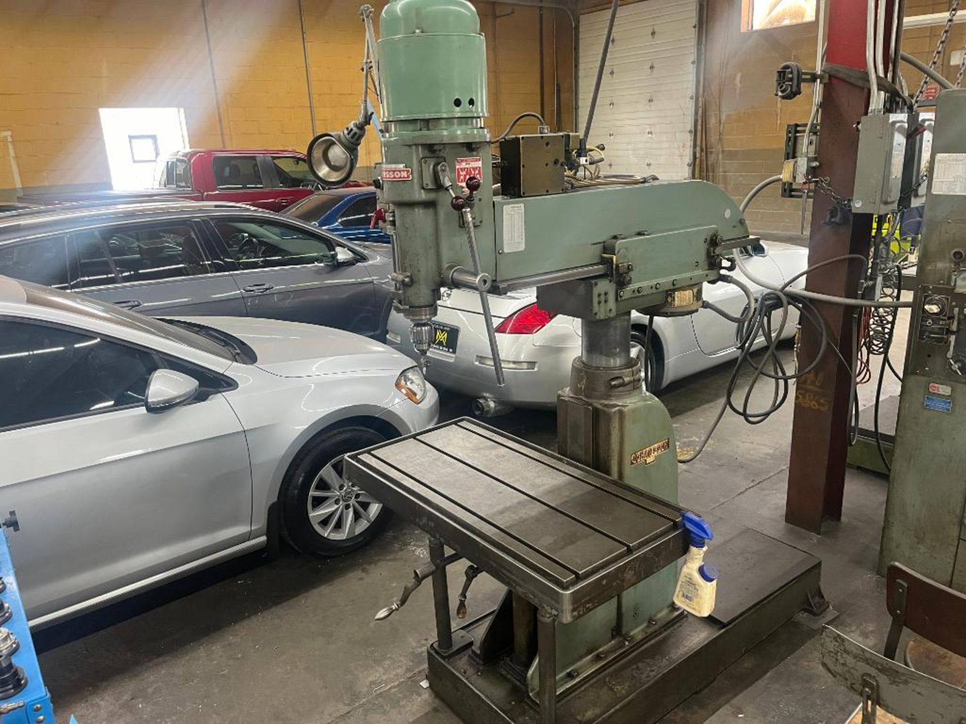 Johansson 36" Radial Arm Drill. 20" x 40" T-Slot Oil Groove Adjustable Work table & Power Elevation. - Image 2 of 14