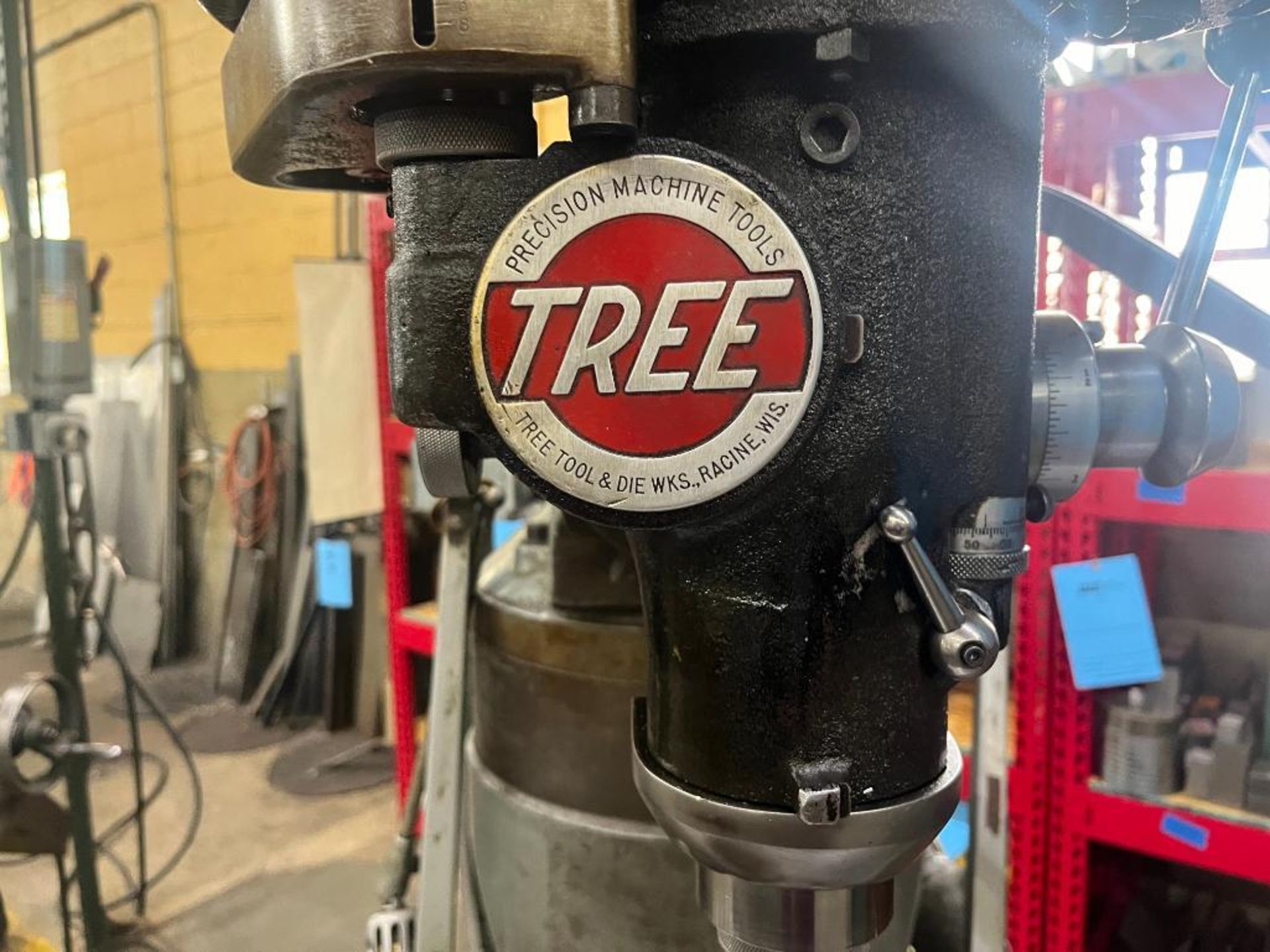 Tree Variable Speed Vertical Mill, S/N 75710 Mounted on Bridgeport Vertical Mill Ram & Base with 2 A - Bild 7 aus 13