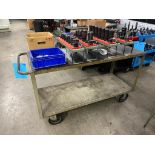 Steel Work Cart with (4) Racks Containing Misc. Tool Holders, (1) Bin of Misc. Tool Holders & (1) Bo