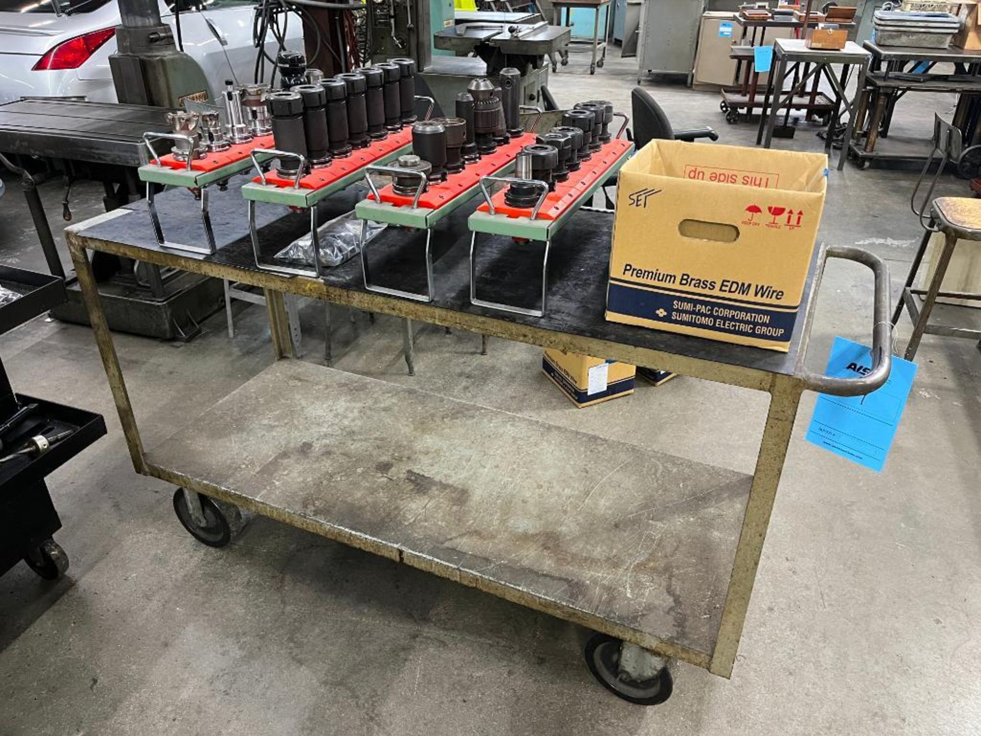 Steel Work Cart with (4) Racks Containing Misc. Tool Holders, (1) Bin of Misc. Tool Holders & (1) Bo - Image 2 of 11