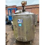 Stainless Steel Jacketed Tank. Dimpled interior. Measures (approximately) 48" (straight side) X 62"