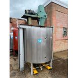 Viatec Stainless Steel Jacketed Tank, NB# 8612, S/N: 113397. Rated for up to 757 gallons. Measures (
