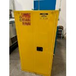 Uline 55 Gallon Flammable liquid storage cabinet - vertical, self closing doors, 34" x 34" x 65"