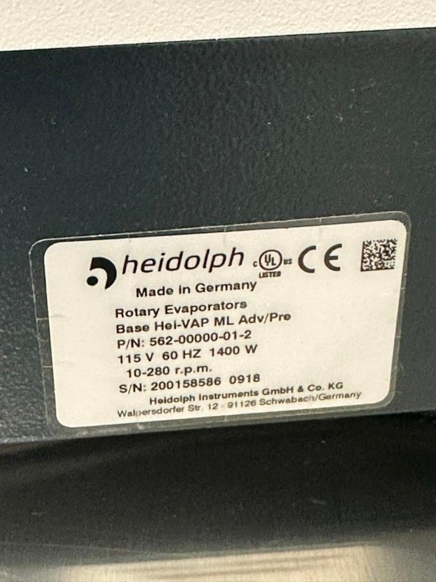 Heidolph 5L Rotovap Model Hei-VAP ML Adv/Pre, P/N 562-00000-01-2, S/N 200158586 0918, with Heidolph - Image 7 of 12