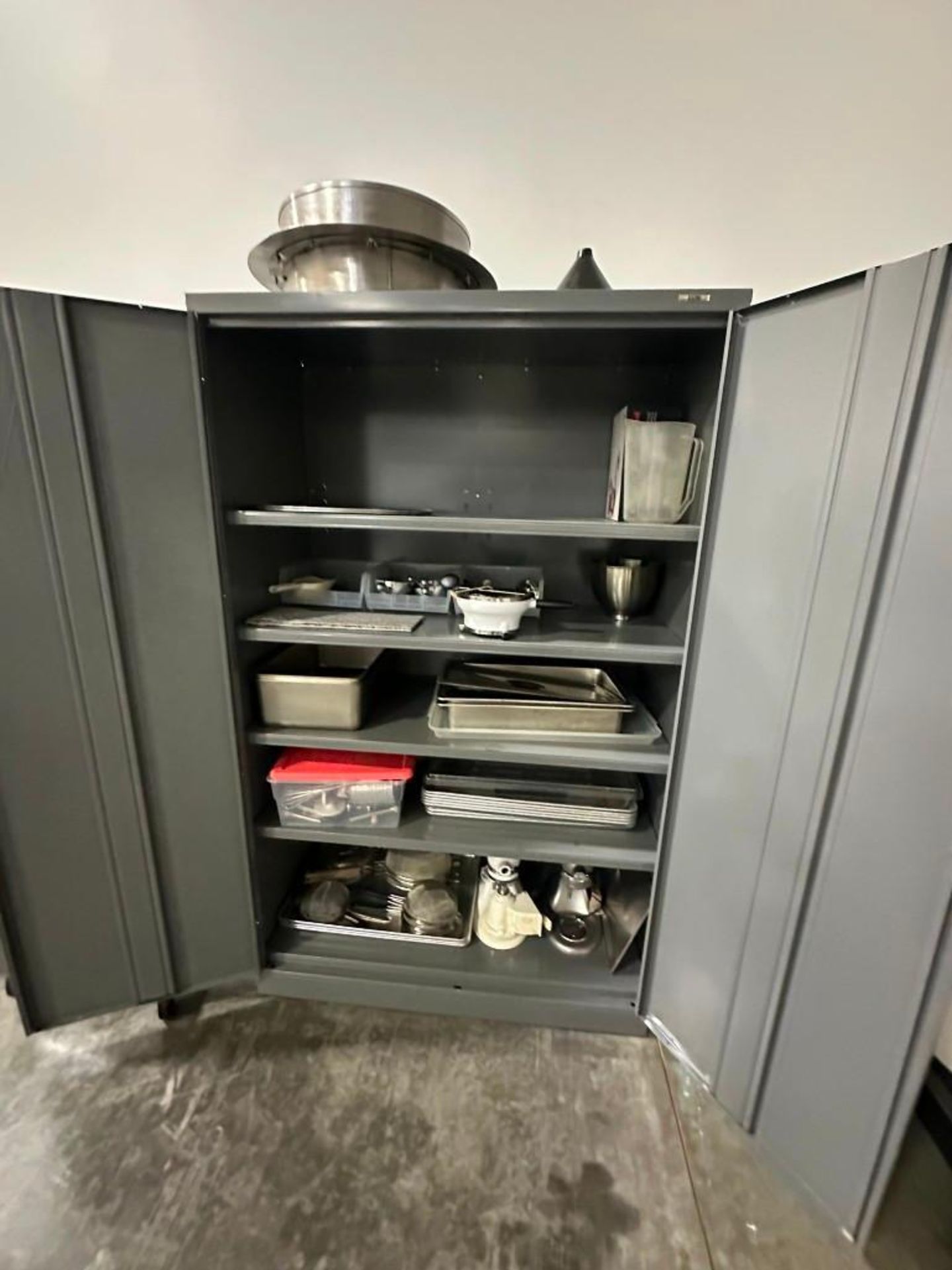 Lot: Uline Steel Cabinet with Assorted Pans, Cookware, and Misc. Contents - Image 2 of 3