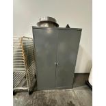 Lot: Uline Steel Cabinet with Assorted Pans, Cookware, and Misc. Contents