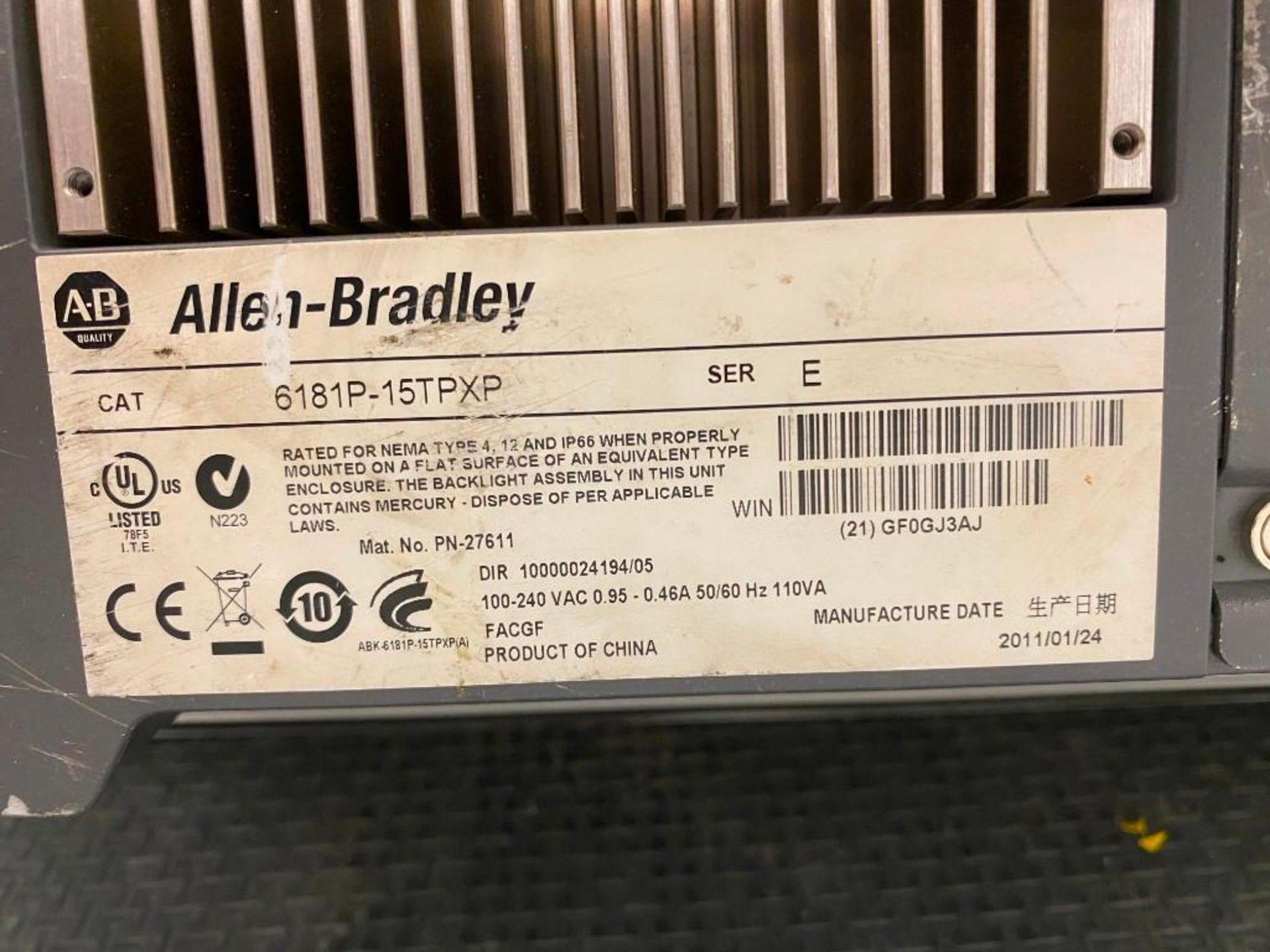 USED SPARE ALLEN BRADLEY 1500P OPERATOR SCREEN 6181P-15TPXP - Image 3 of 4