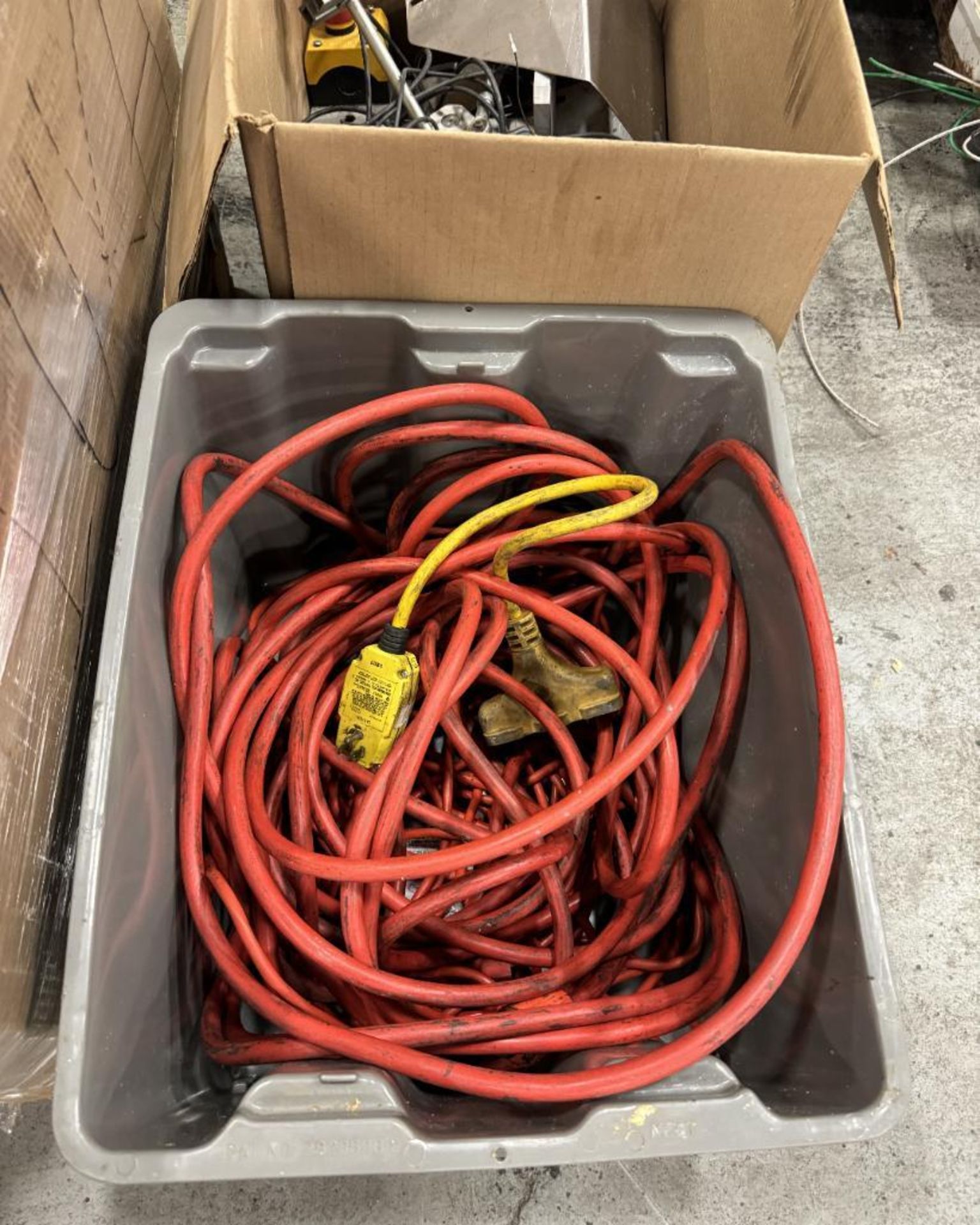 Lot Consisting Of: (1) Gaylord box of misc. wire, misc. extension cords, hardware, lights and (2) ho - Image 4 of 8