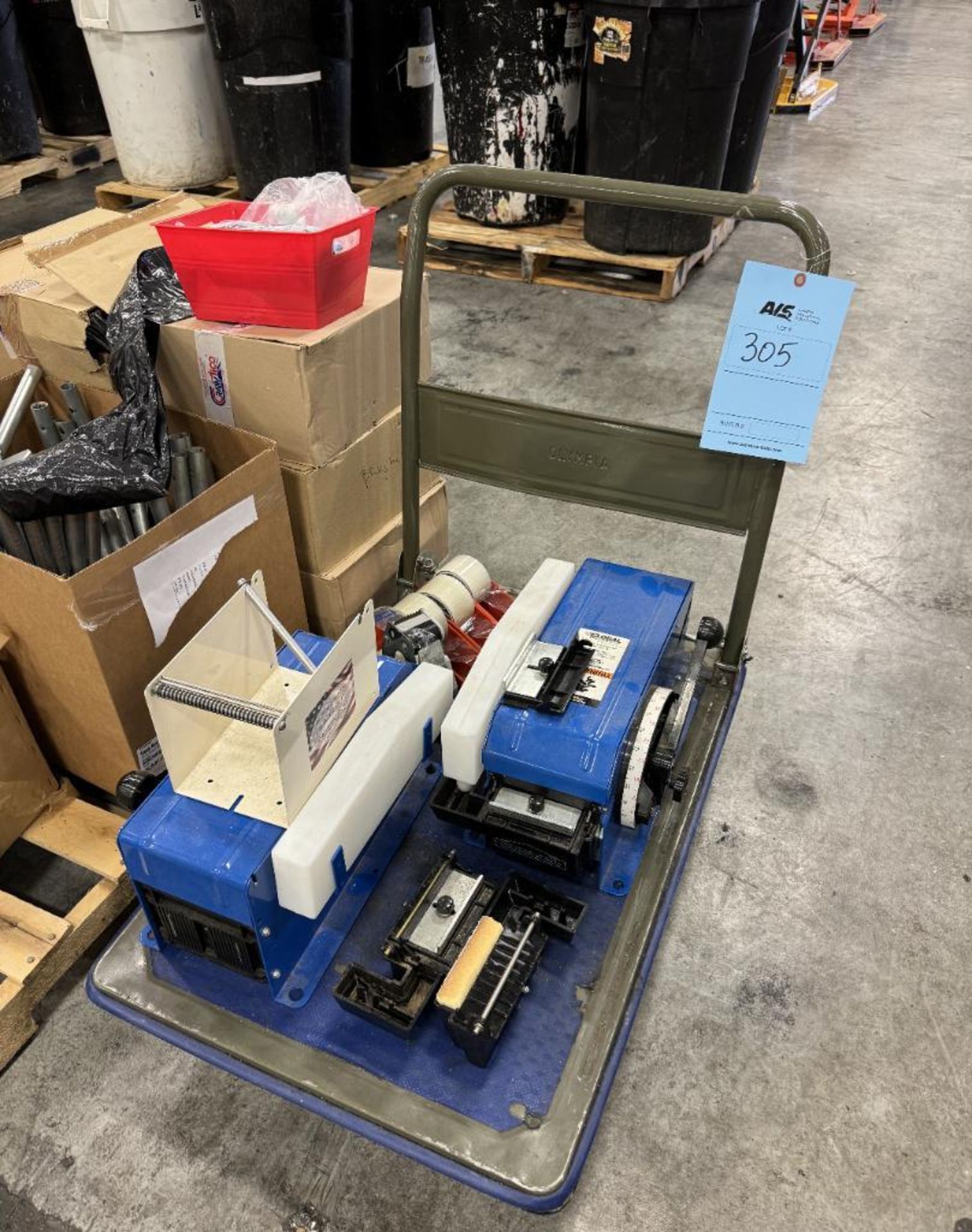 Lot Consisting Of: (1) cart, (2) tape dispensers, (4) tape handles, brushes, dust pans, gloves, (2) - Image 2 of 14