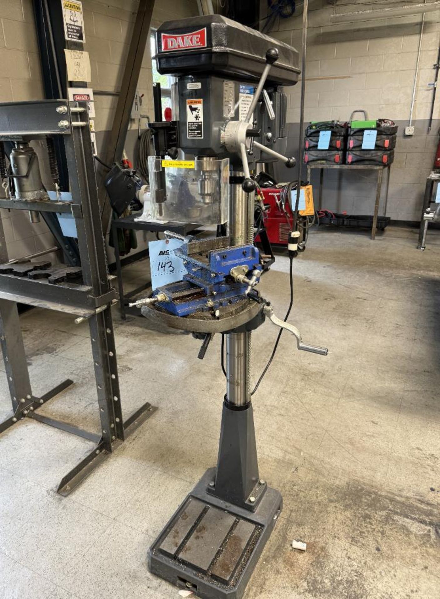 Dake Floor Mounted Drill Press, Model SB-16, Serial# 2103040, Built 2021. With vise.