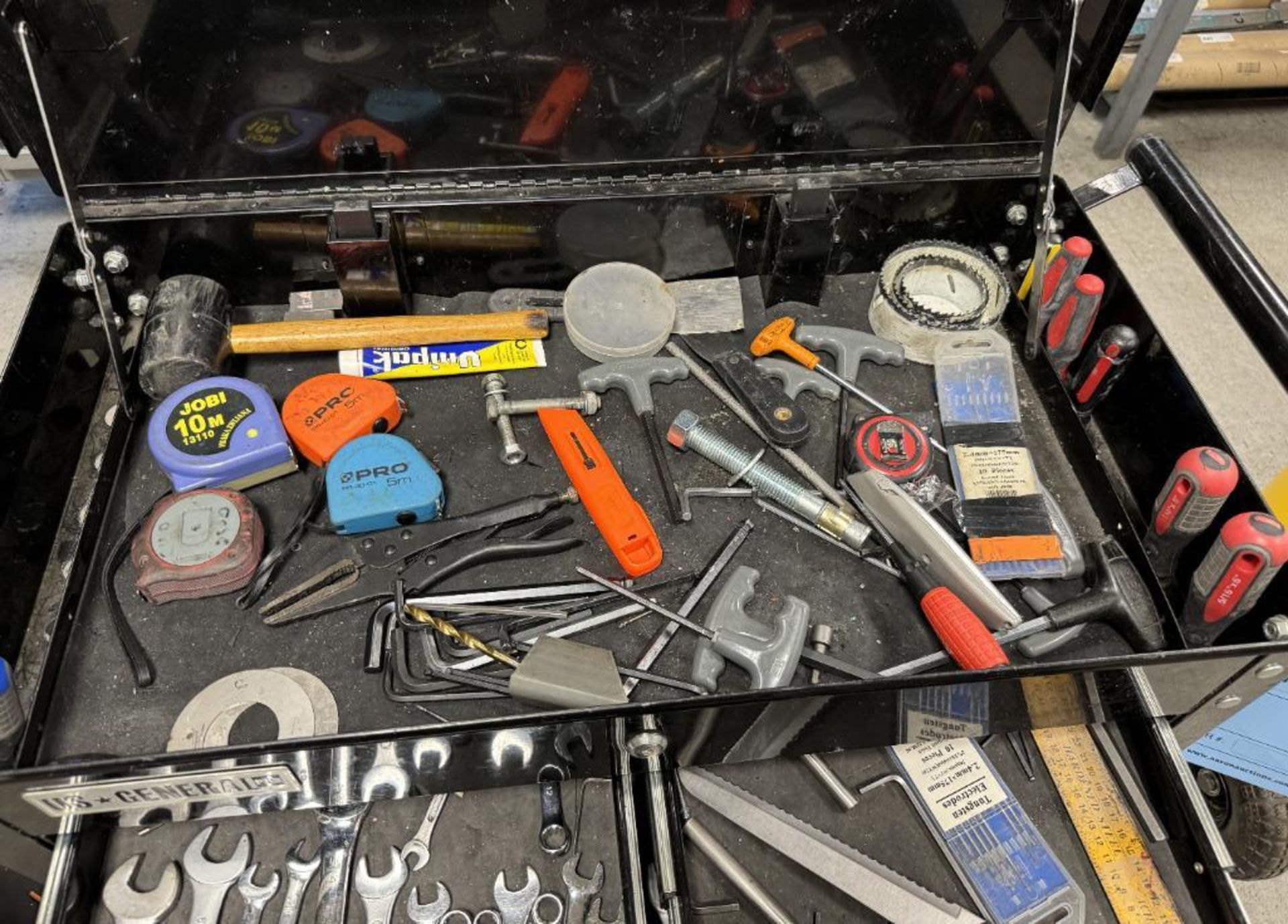Lot Consisting Of: (2) US General rolling tool boxes. With (4) heat guns and misc. tools. - Bild 2 aus 12