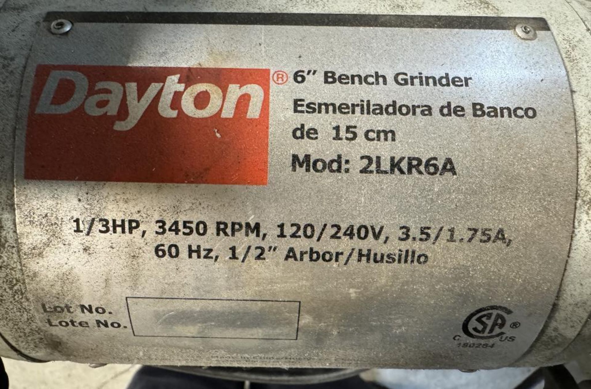Lot Consisting Of: (2) Bench Grinders. With (1) Dayton model 2LKT1B 8" grinder, (1) Dayton model 2LK - Image 7 of 7