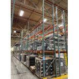 (7) Sections Of 42" Deep Teardrop Pallet Racking. With (9) approximate 19' tall upright, (28) 12' wi
