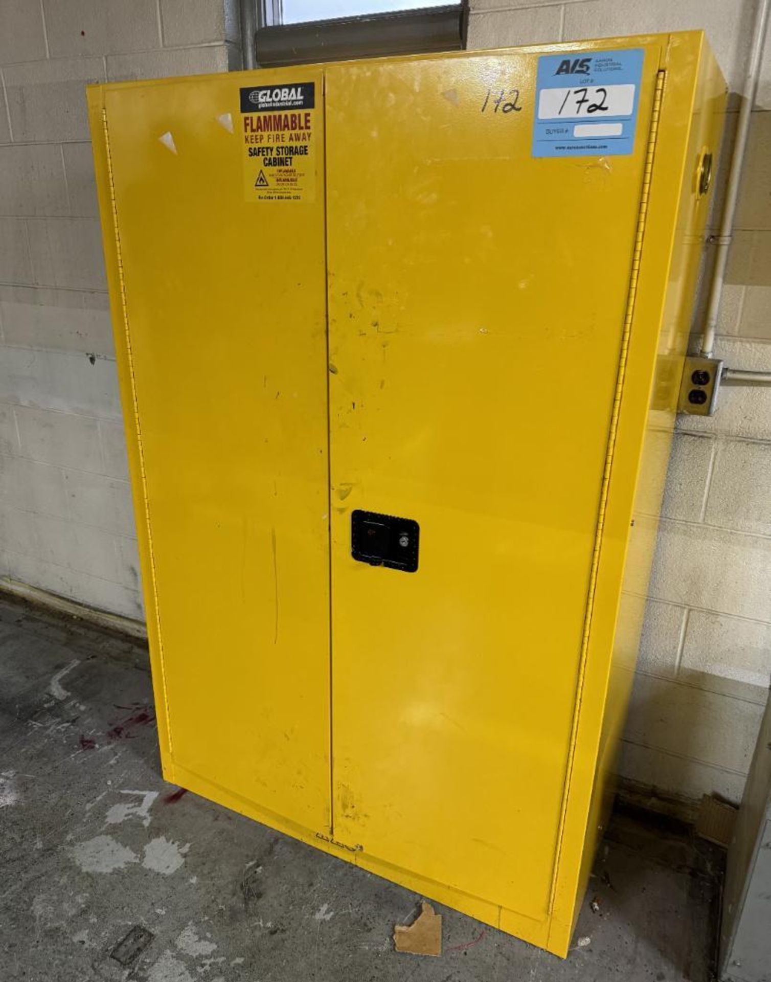 Global Industrial 45 Gallon Capacity Flammable Storage Cabinet, Model 298541.