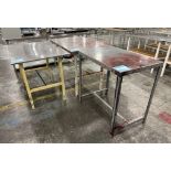 Lot Of (3) Tables. (2) With stainless steel tops, (1) steel.