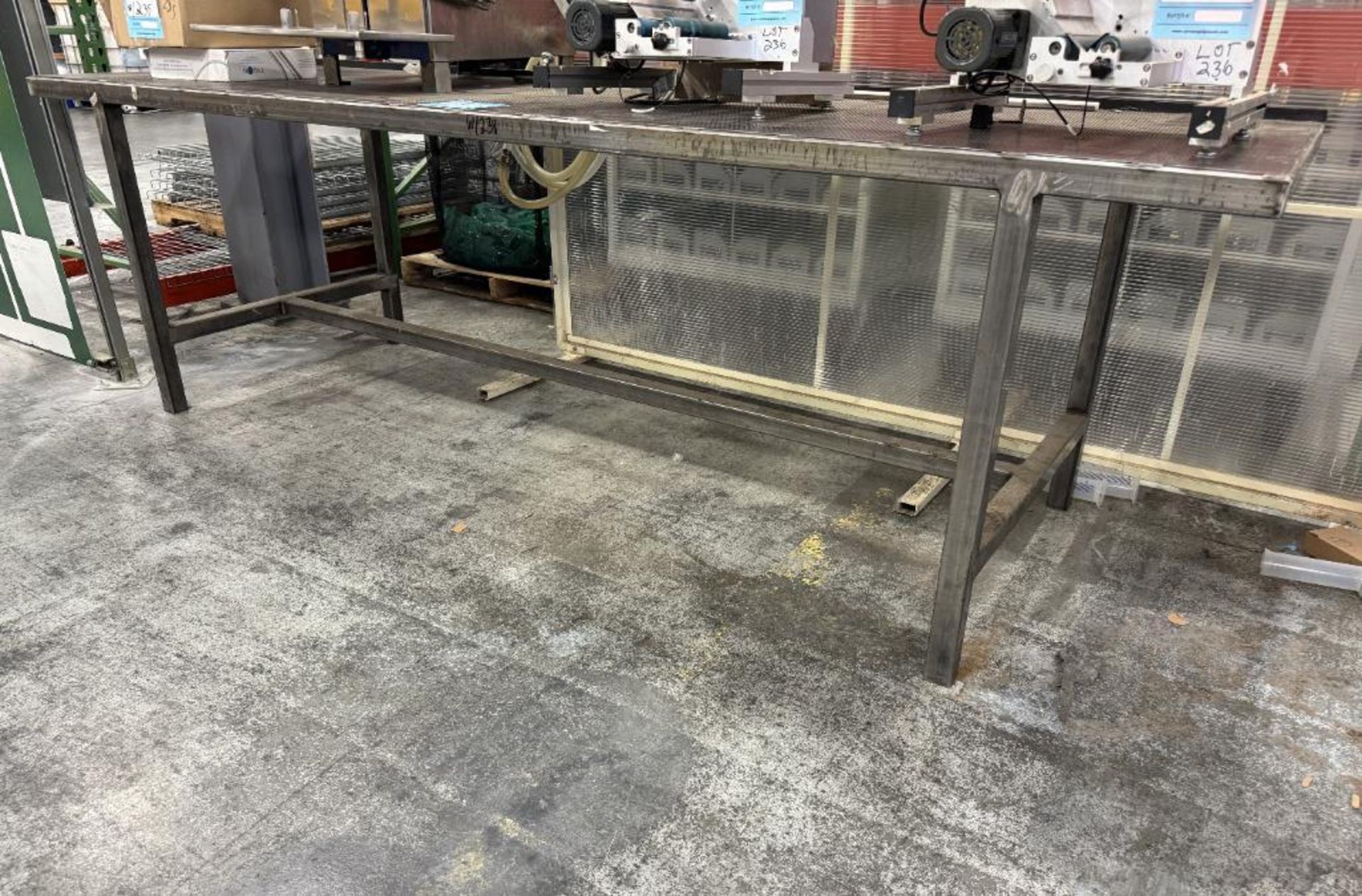 Lot Of (2) Steel Welded Perforated Top Tables, Approximate 36" x 120". - Image 3 of 4