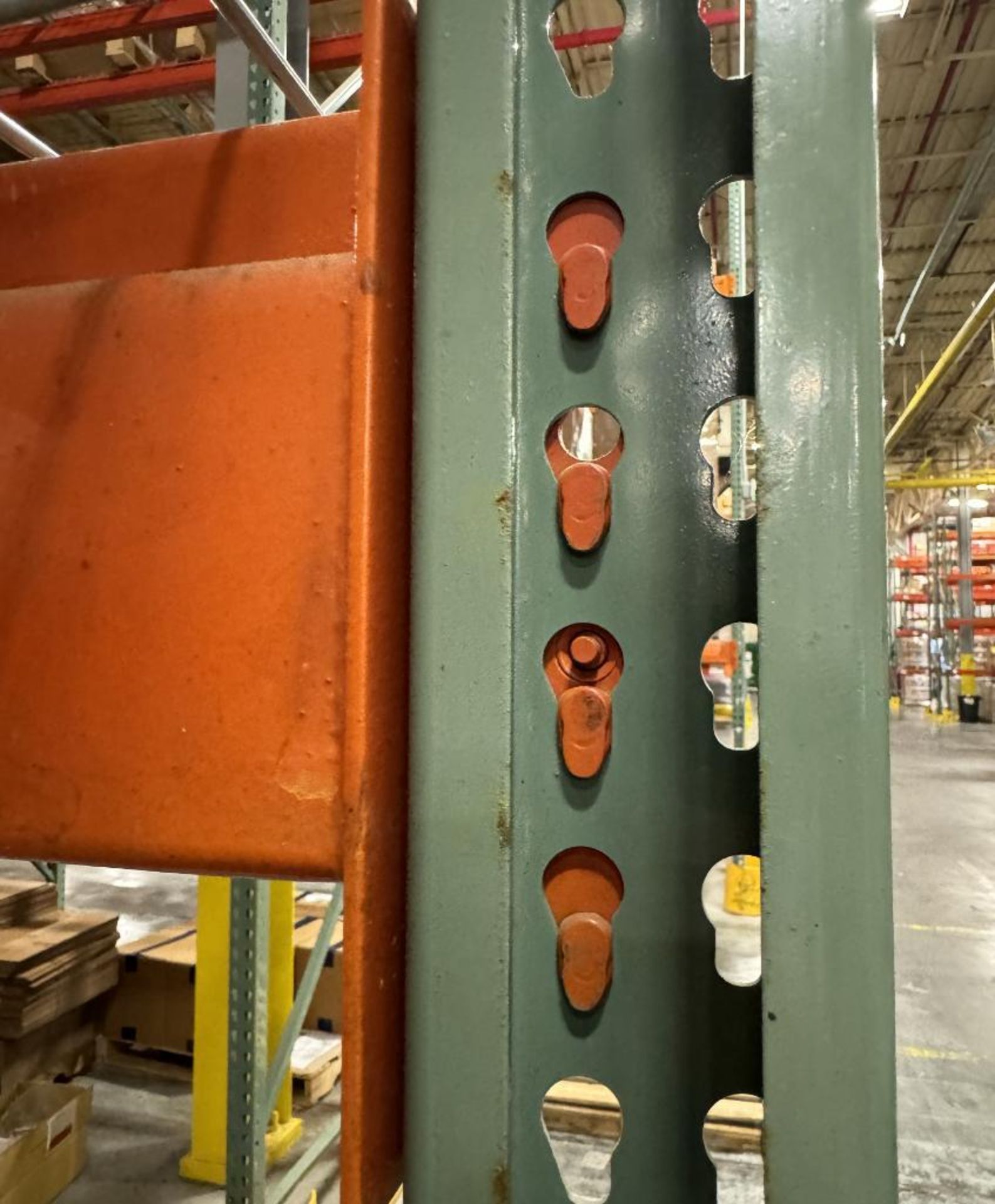 (11) Sections Of 42" Deep Teardrop Pallet Racking. With (13) approximate 19' tall upright, (44) 12' - Image 3 of 4