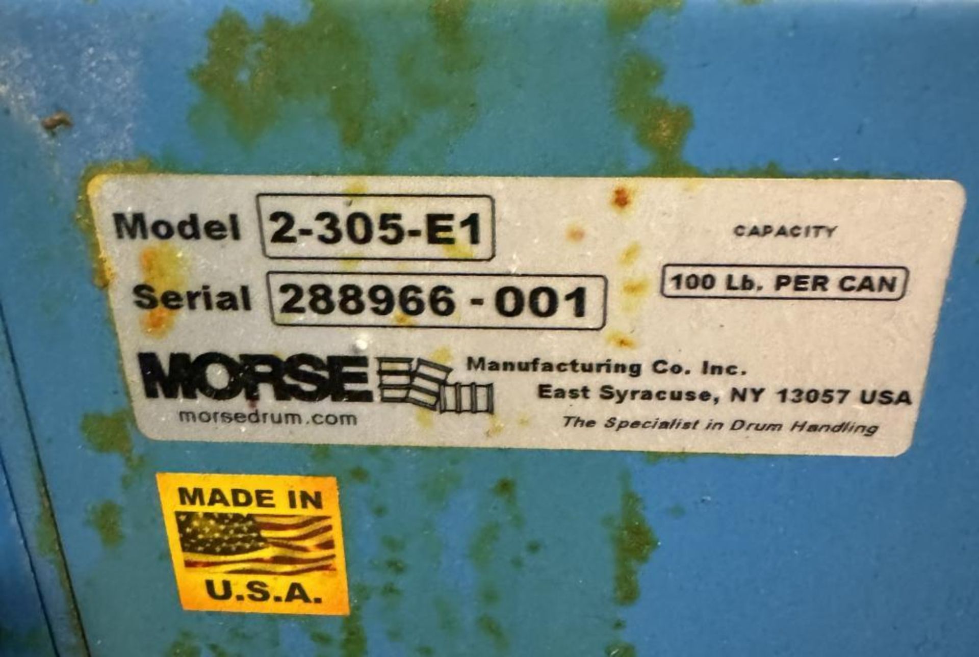 Morse Double Can Tumbler, Model 2-305-E1, Serial# 288966-001. With guard enclosure. - Image 5 of 5